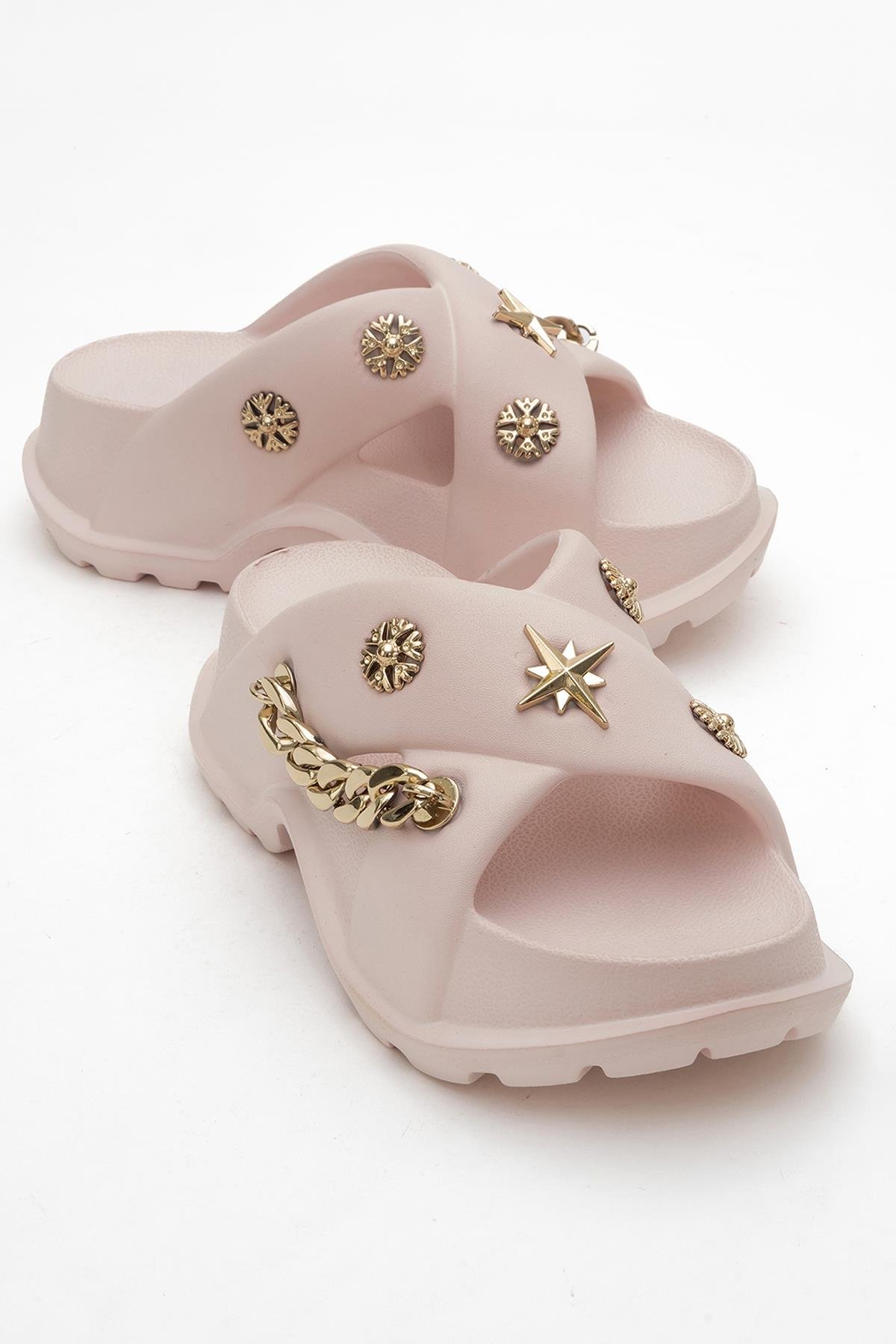 Kadın Çapraz Aksesuarlı Terlik PUDRA - Görsel 2