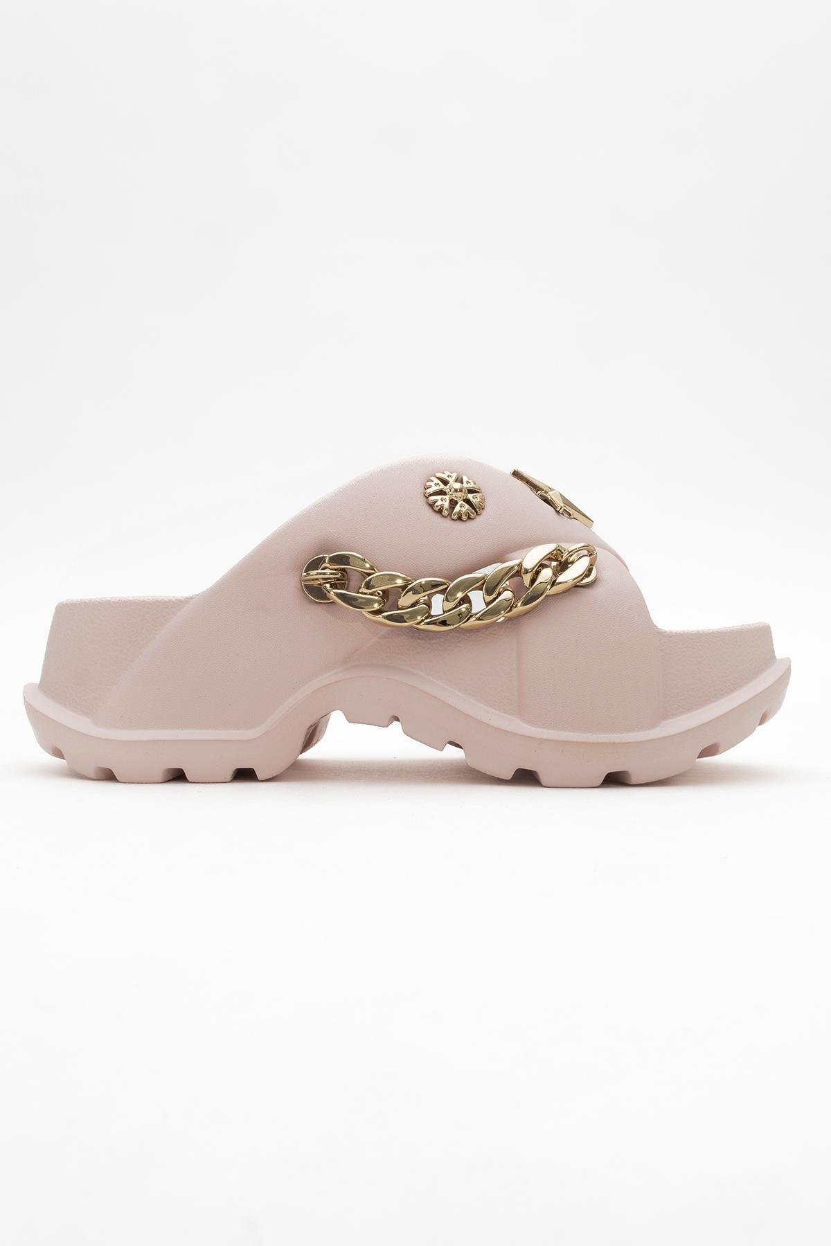 Kadın Çapraz Aksesuarlı Terlik PUDRA - Görsel 3