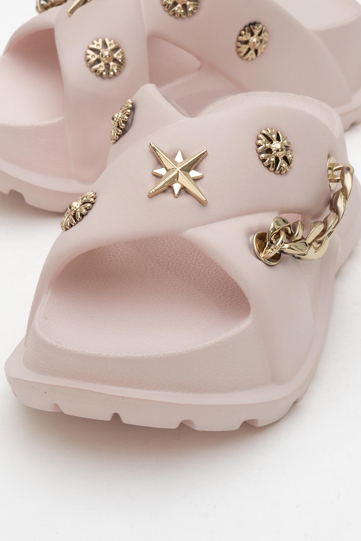 Kadın Çapraz Aksesuarlı Terlik PUDRA - Görsel 4