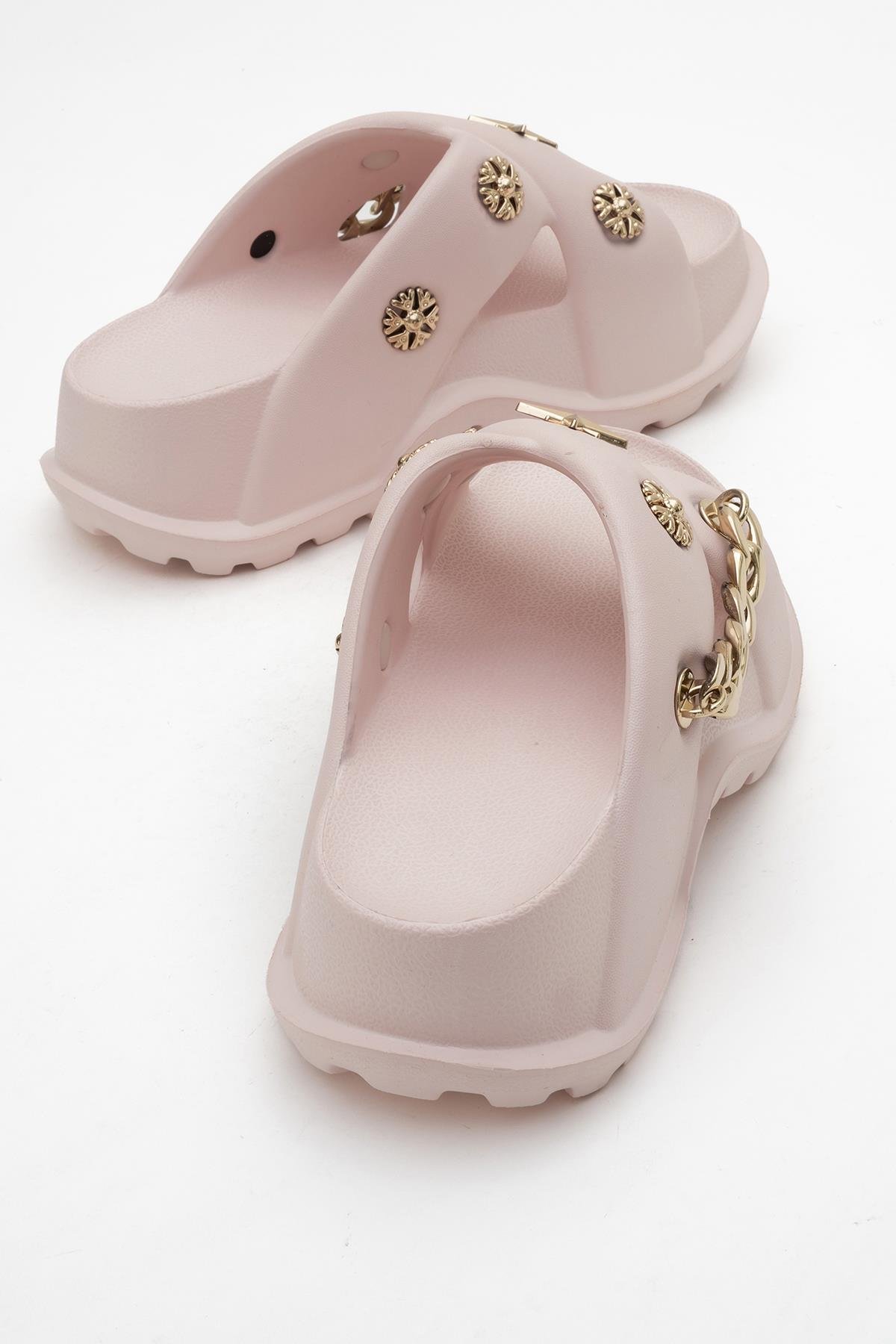 Kadın Çapraz Aksesuarlı Terlik PUDRA - Görsel 5