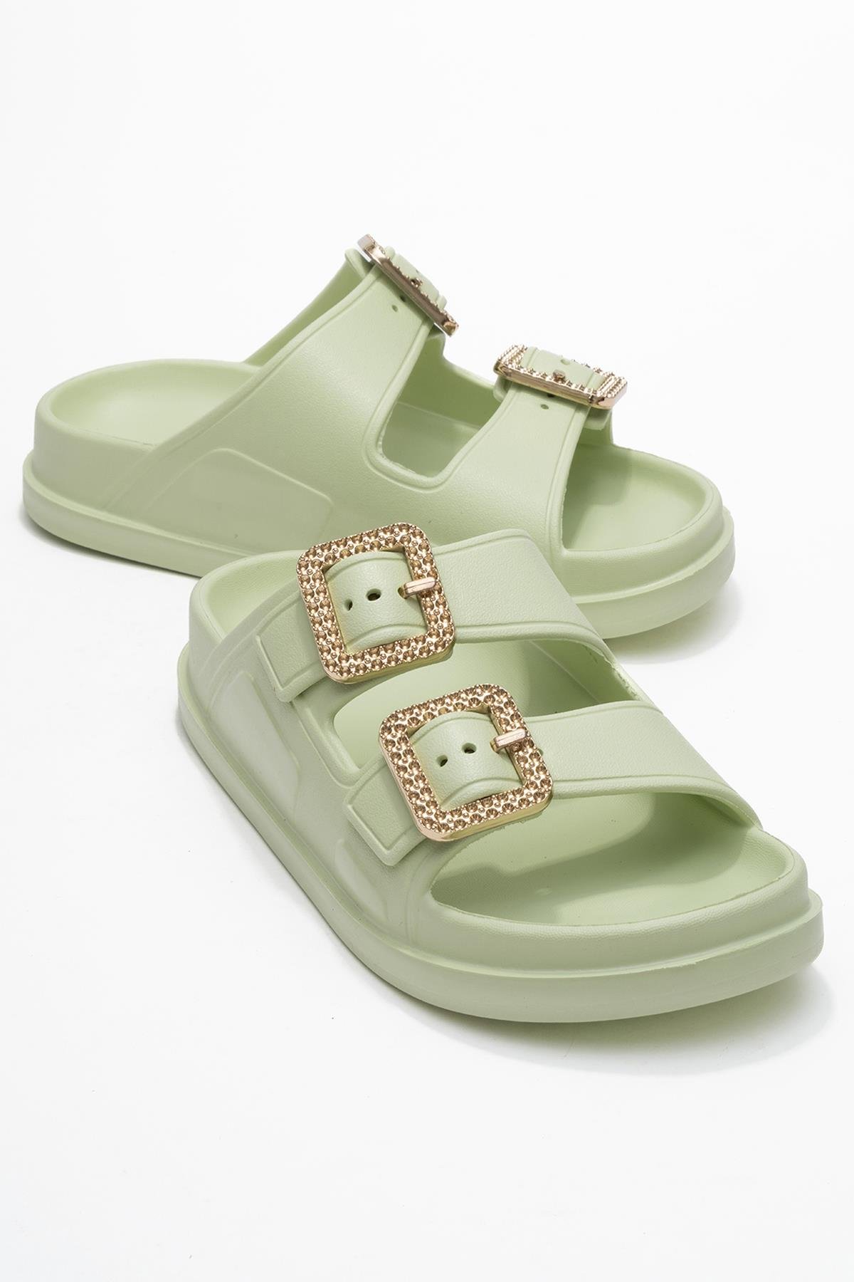 Kadın Bantlı Tokalı Terlik SU YEŞİLİ - Görsel 2