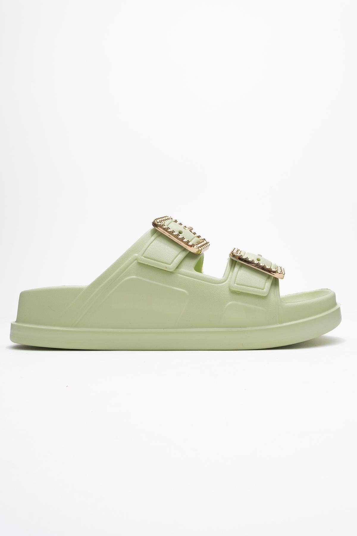 Kadın Bantlı Tokalı Terlik SU YEŞİLİ - Görsel 3