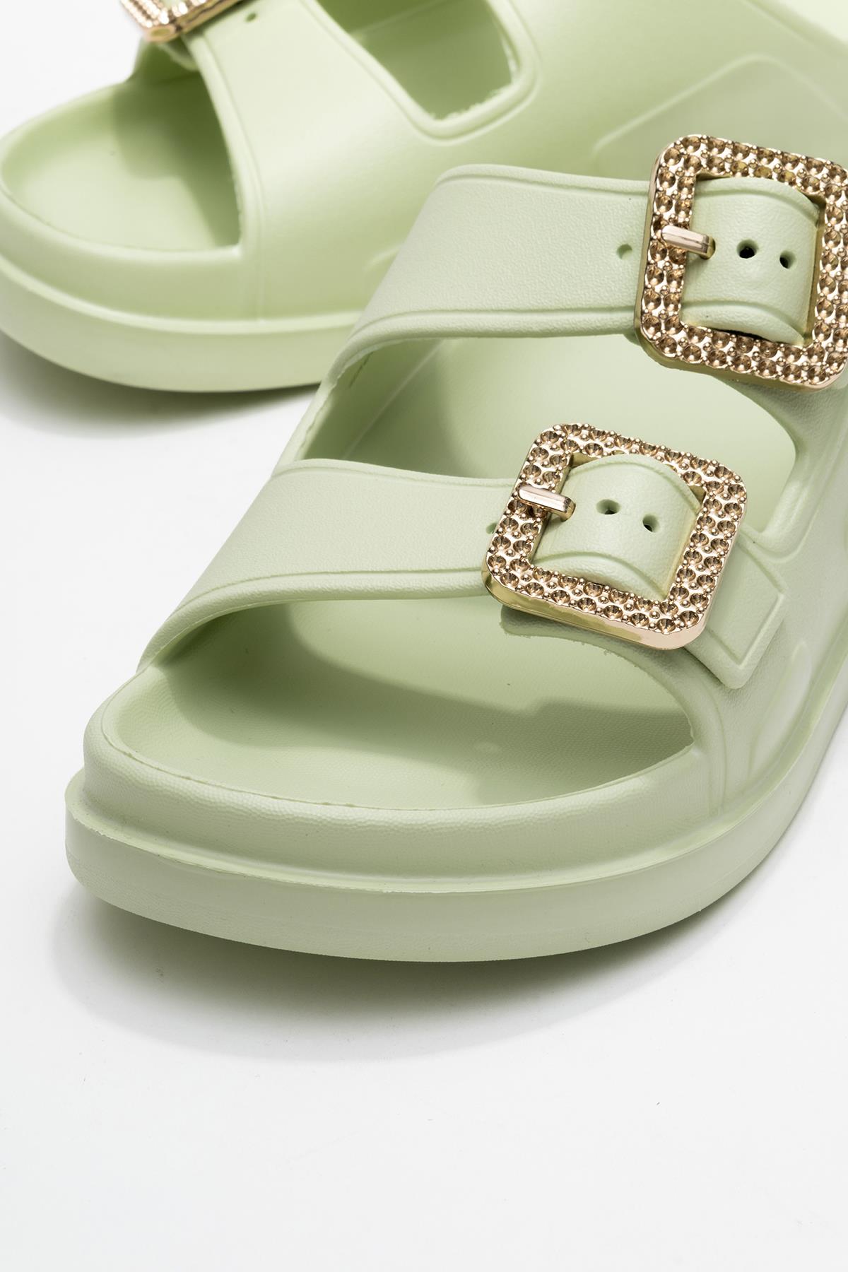 Kadın Bantlı Tokalı Terlik SU YEŞİLİ - Görsel 4