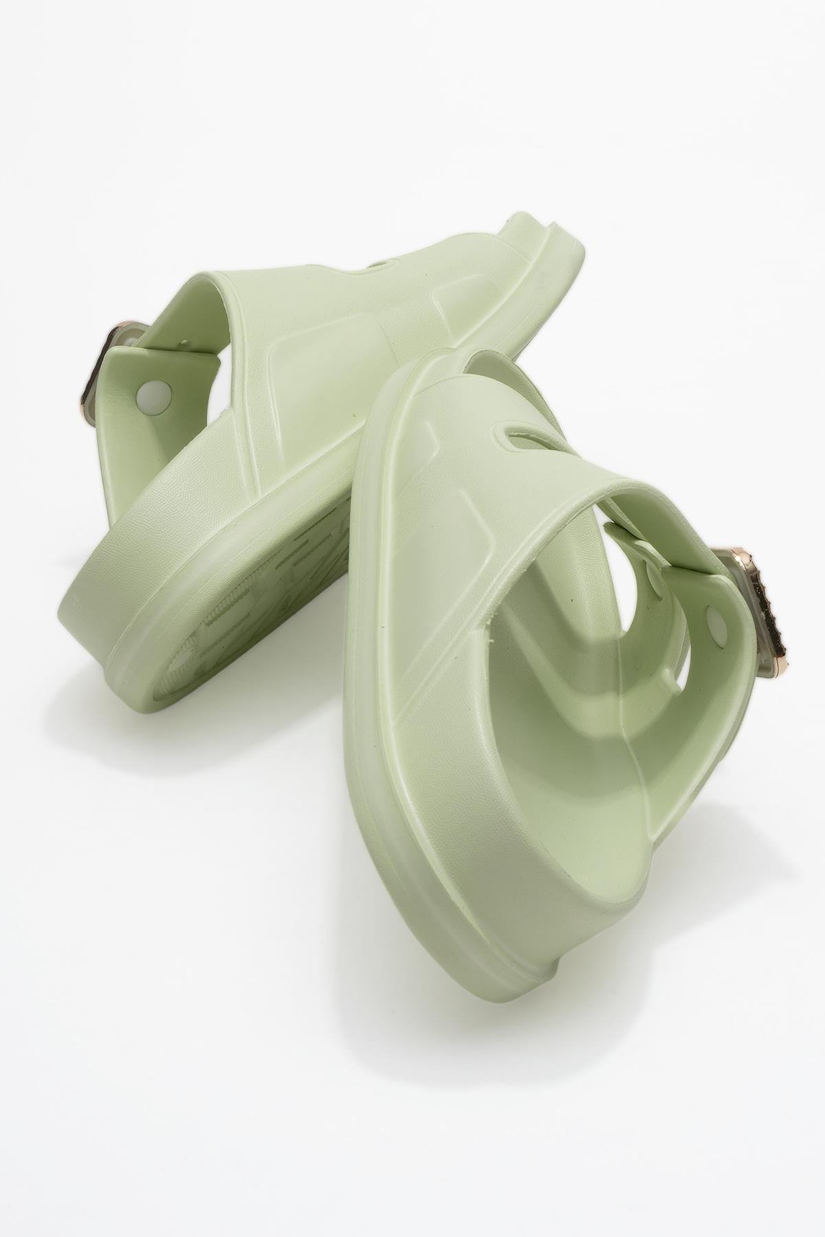 Kadın Bantlı Tokalı Terlik SU YEŞİLİ - Görsel 5