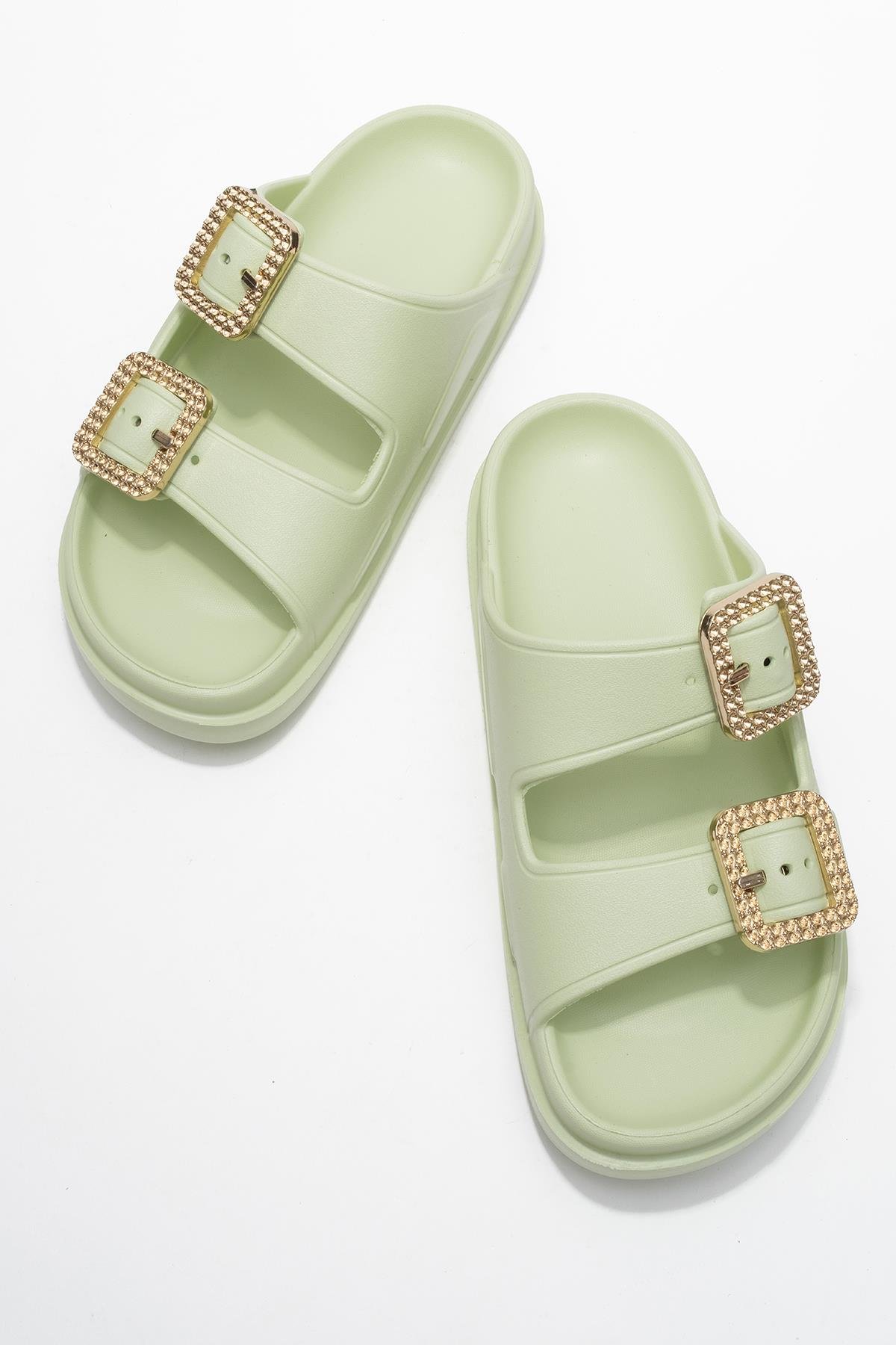 Kadın Bantlı Tokalı Terlik SU YEŞİLİ - Görsel 6