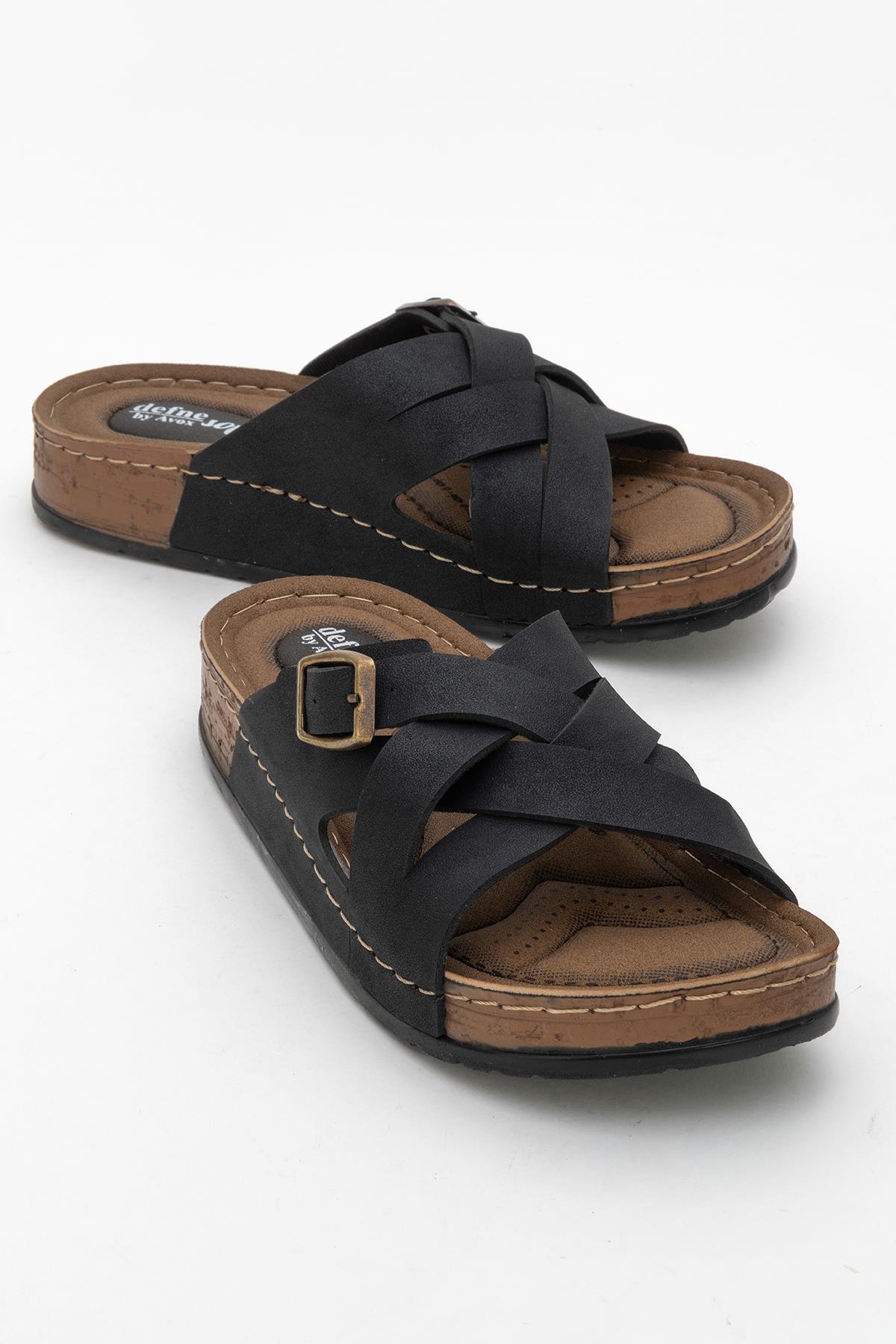 Kadın Çapraz Tokalı Terlik SİYAH - Görsel 2