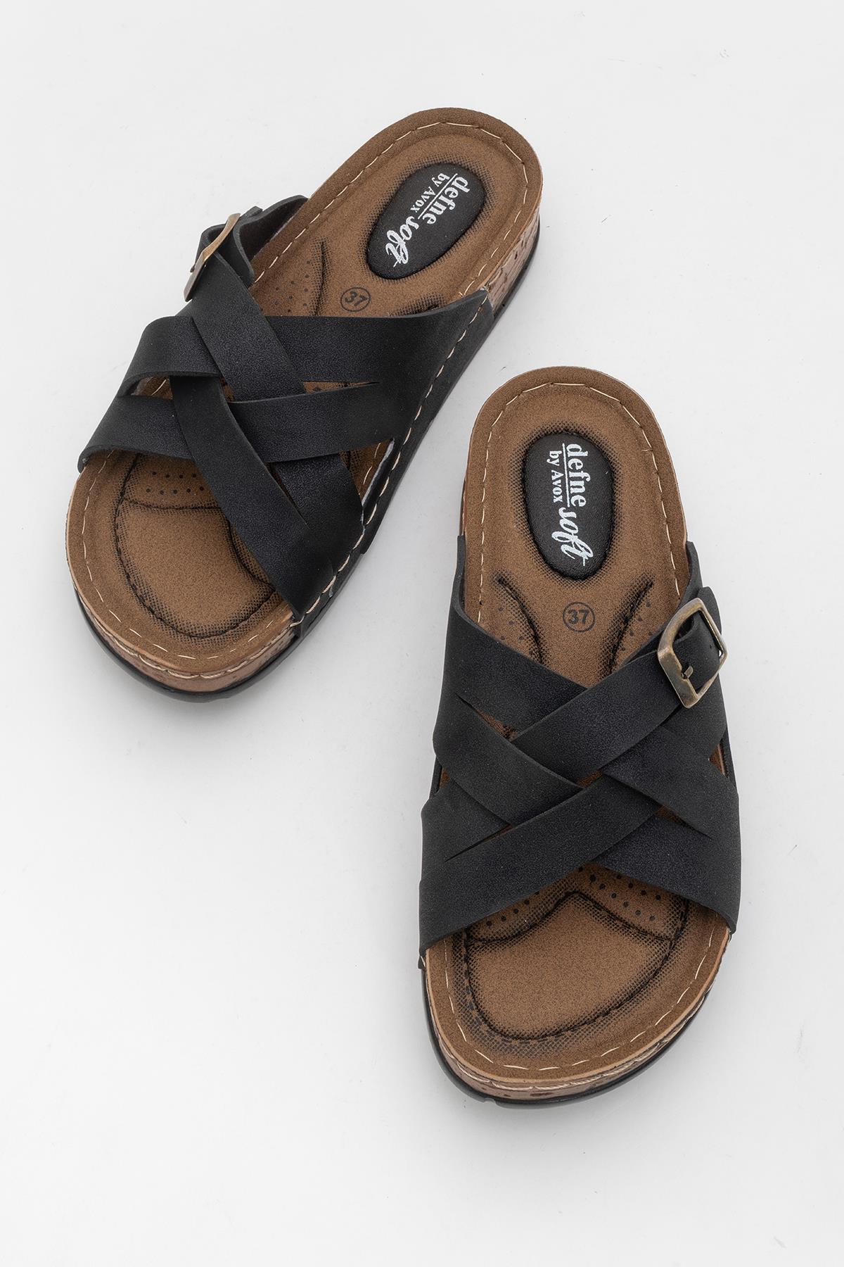 Kadın Çapraz Tokalı Terlik SİYAH - Görsel 4