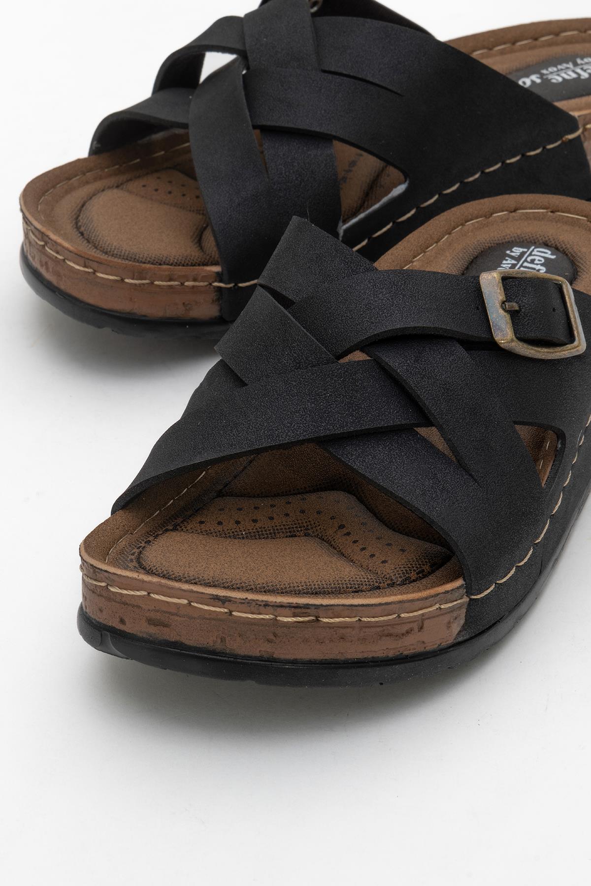 Kadın Çapraz Tokalı Terlik SİYAH - Görsel 6