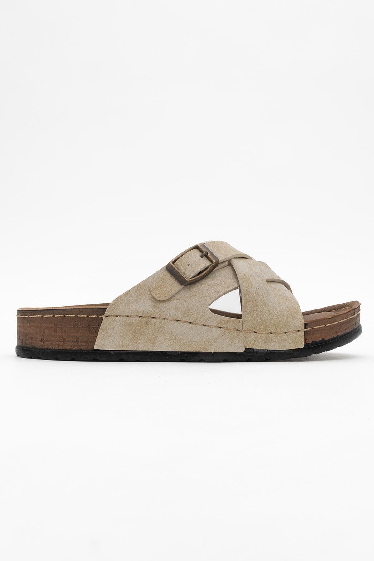 Kadın Çapraz Tokalı Terlik BEJ - Görsel 3