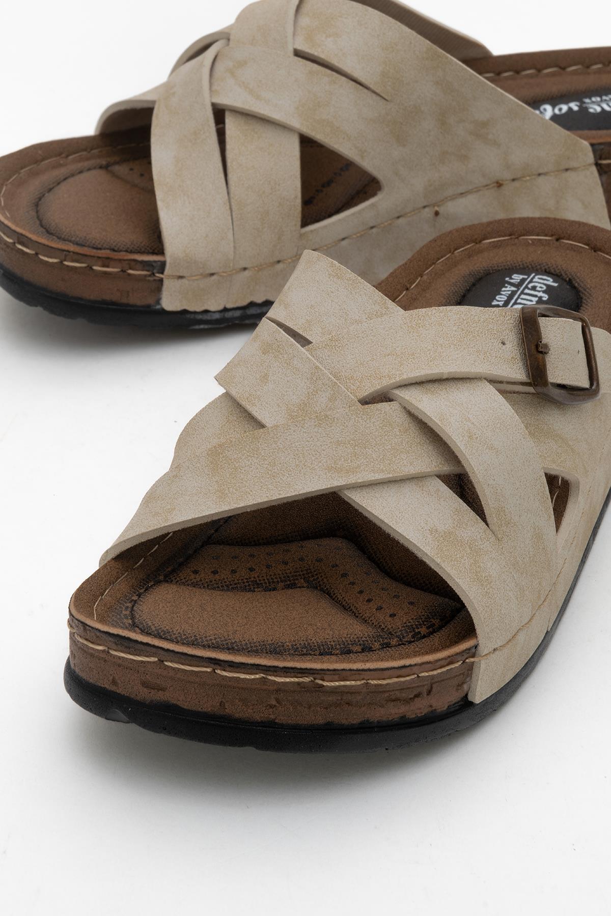 Kadın Çapraz Tokalı Terlik BEJ - Görsel 4