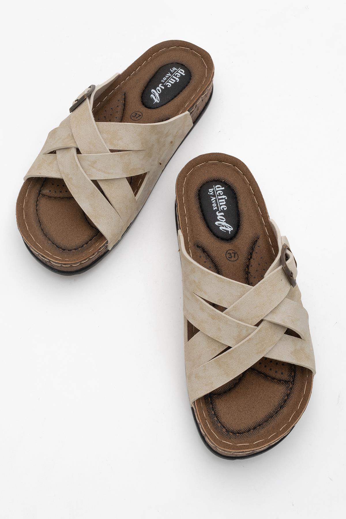 Kadın Çapraz Tokalı Terlik BEJ - Görsel 6