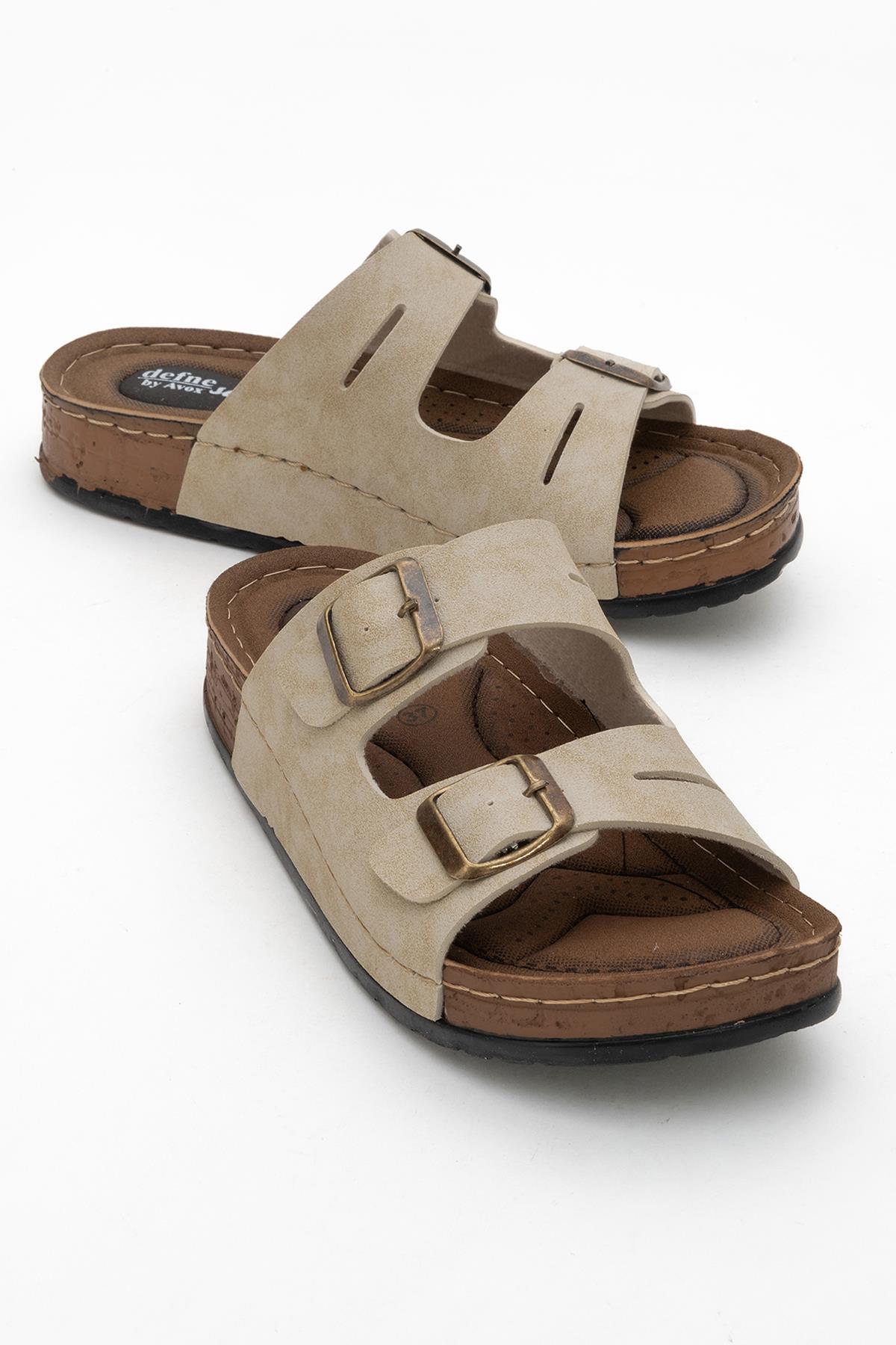 Kadın Tokalı Terlik BEJ - Görsel 2