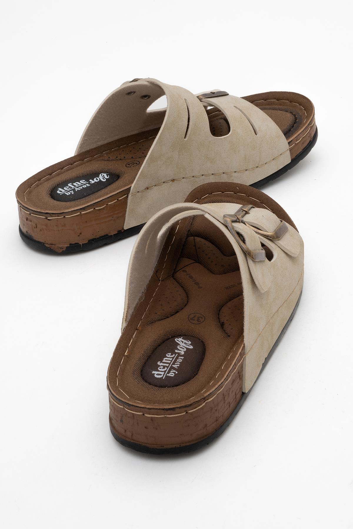 Kadın Tokalı Terlik BEJ - Görsel 5