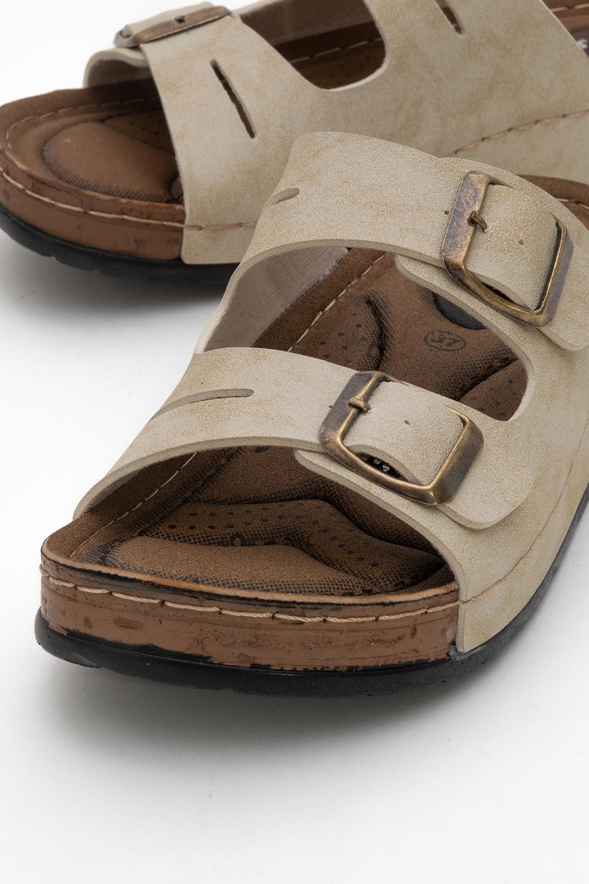 Kadın Tokalı Terlik BEJ - Görsel 6