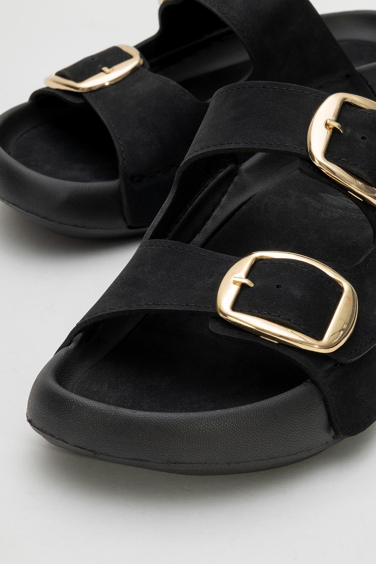 Kadın Gold Tokalı Terlik SİYAH - Görsel 4