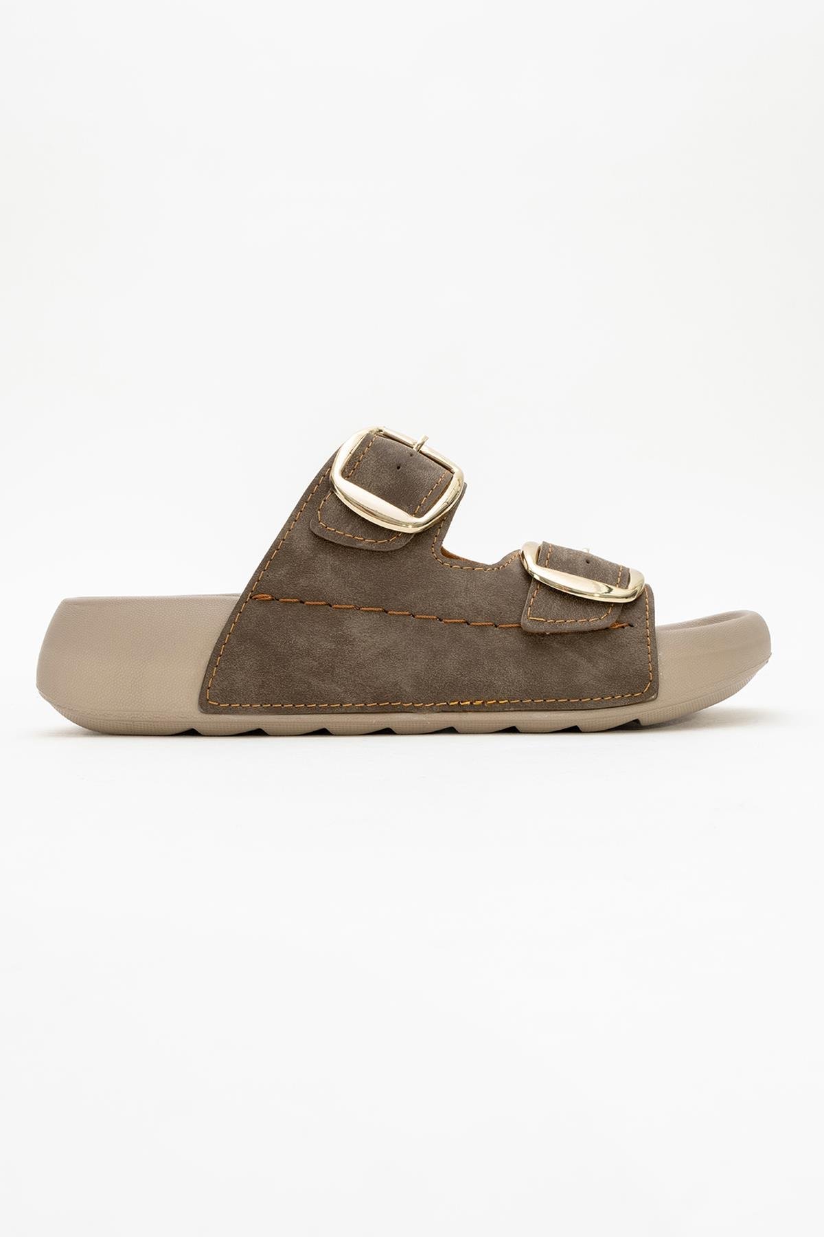 Kadın Gold Tokalı Terlik VİZON - Görsel 3