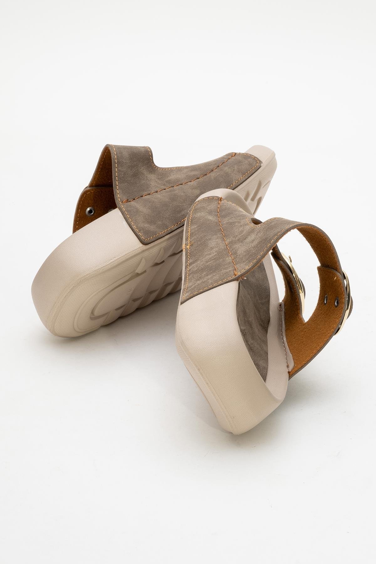 Kadın Gold Tokalı Terlik VİZON - Görsel 5