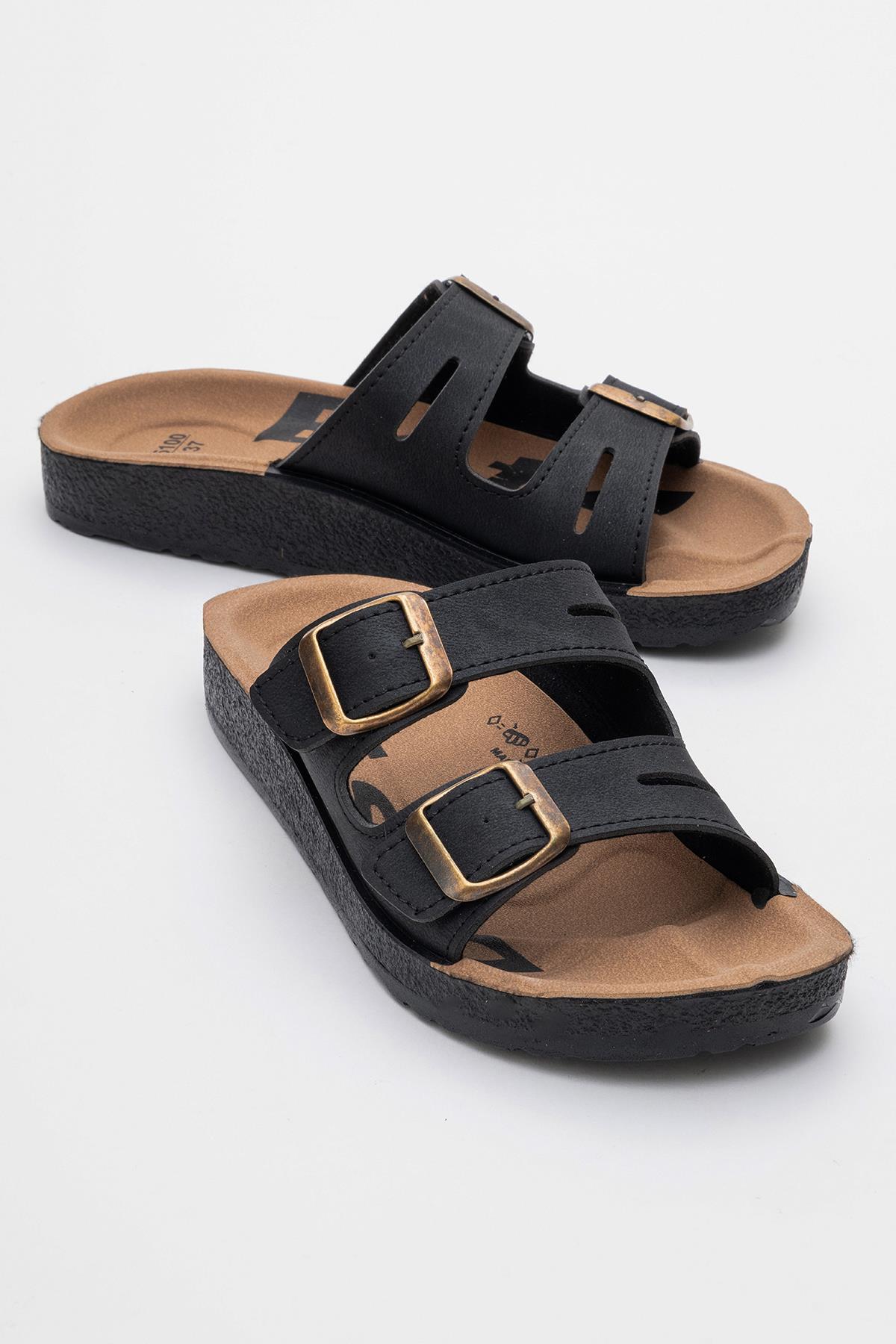 Tokalı Kadın Düz Terlik SİYAH - Görsel 2