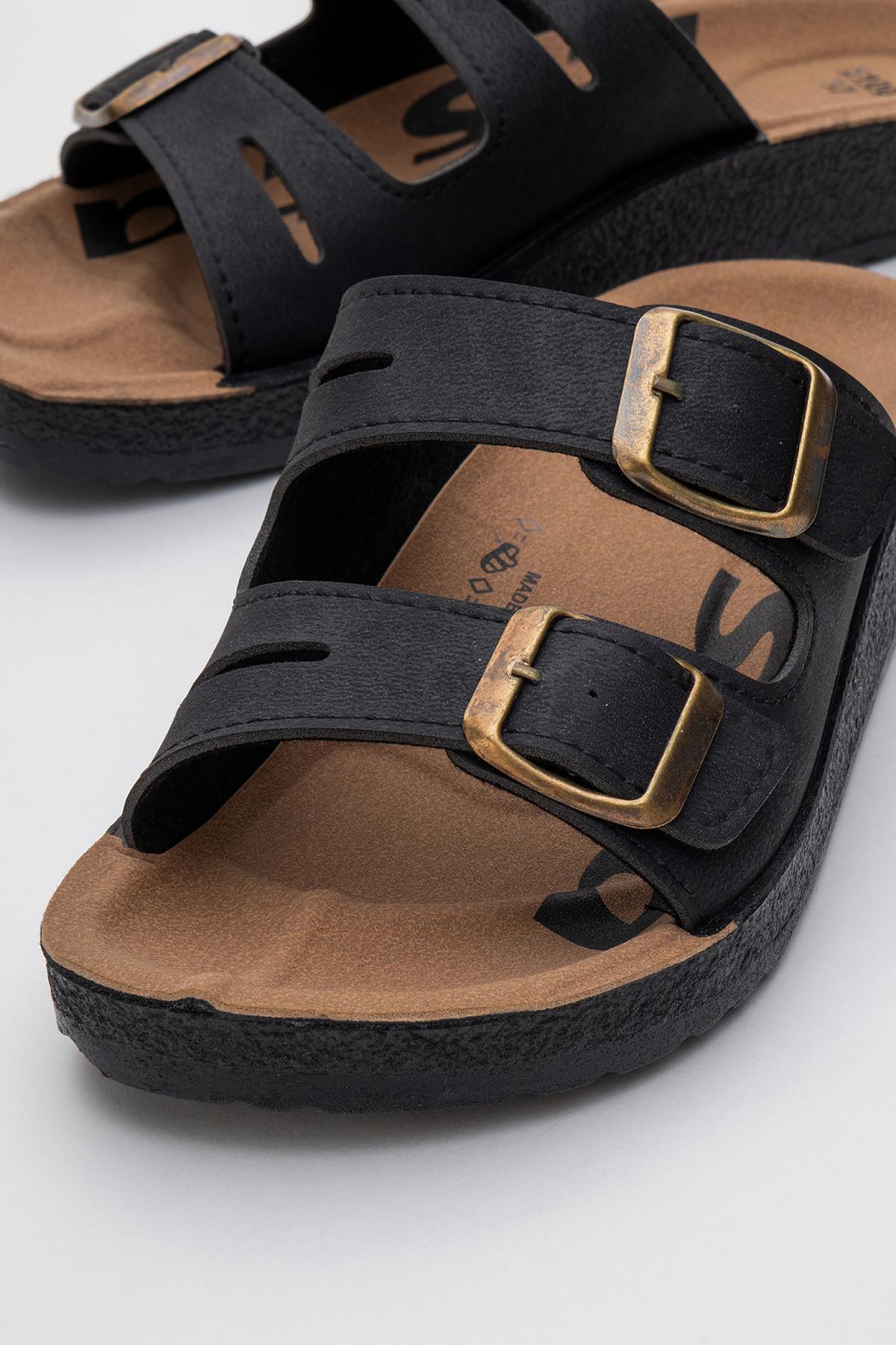 Tokalı Kadın Düz Terlik SİYAH - Görsel 4