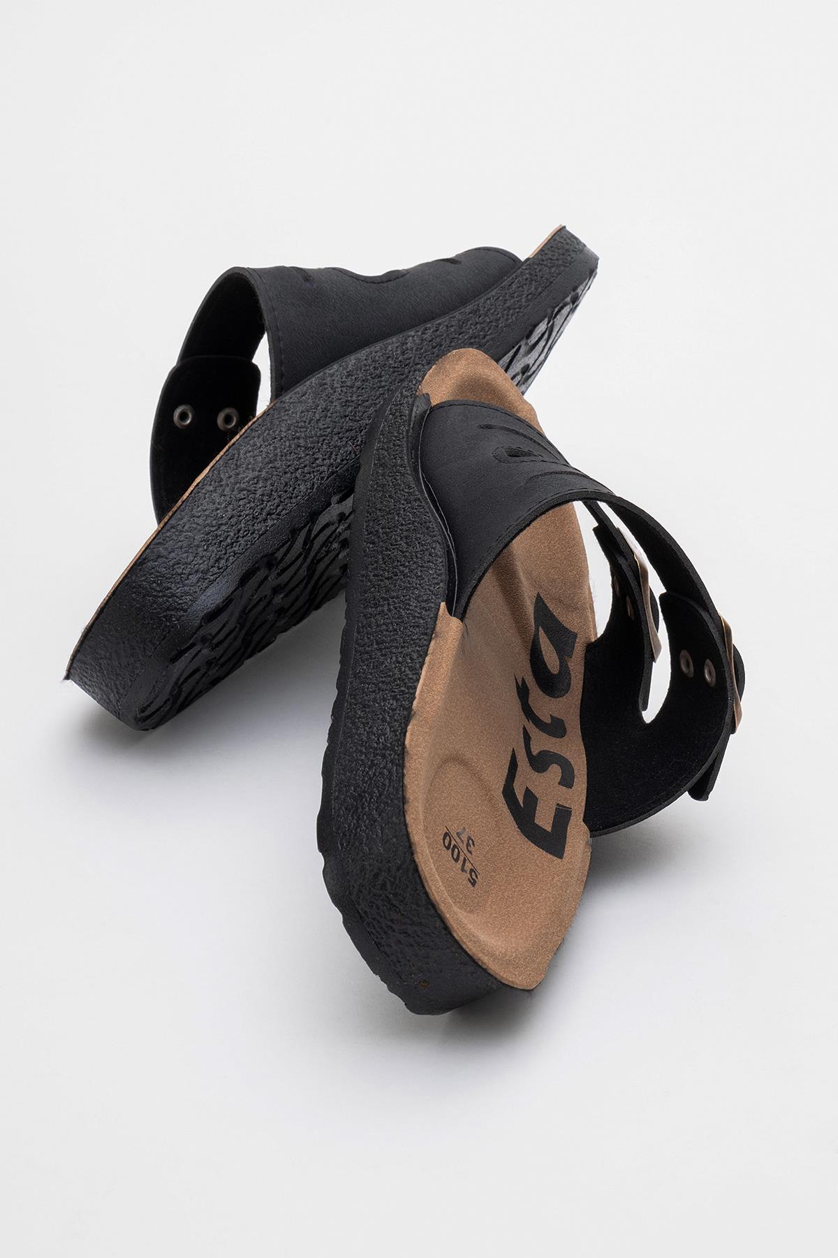 Tokalı Kadın Düz Terlik SİYAH - Görsel 5