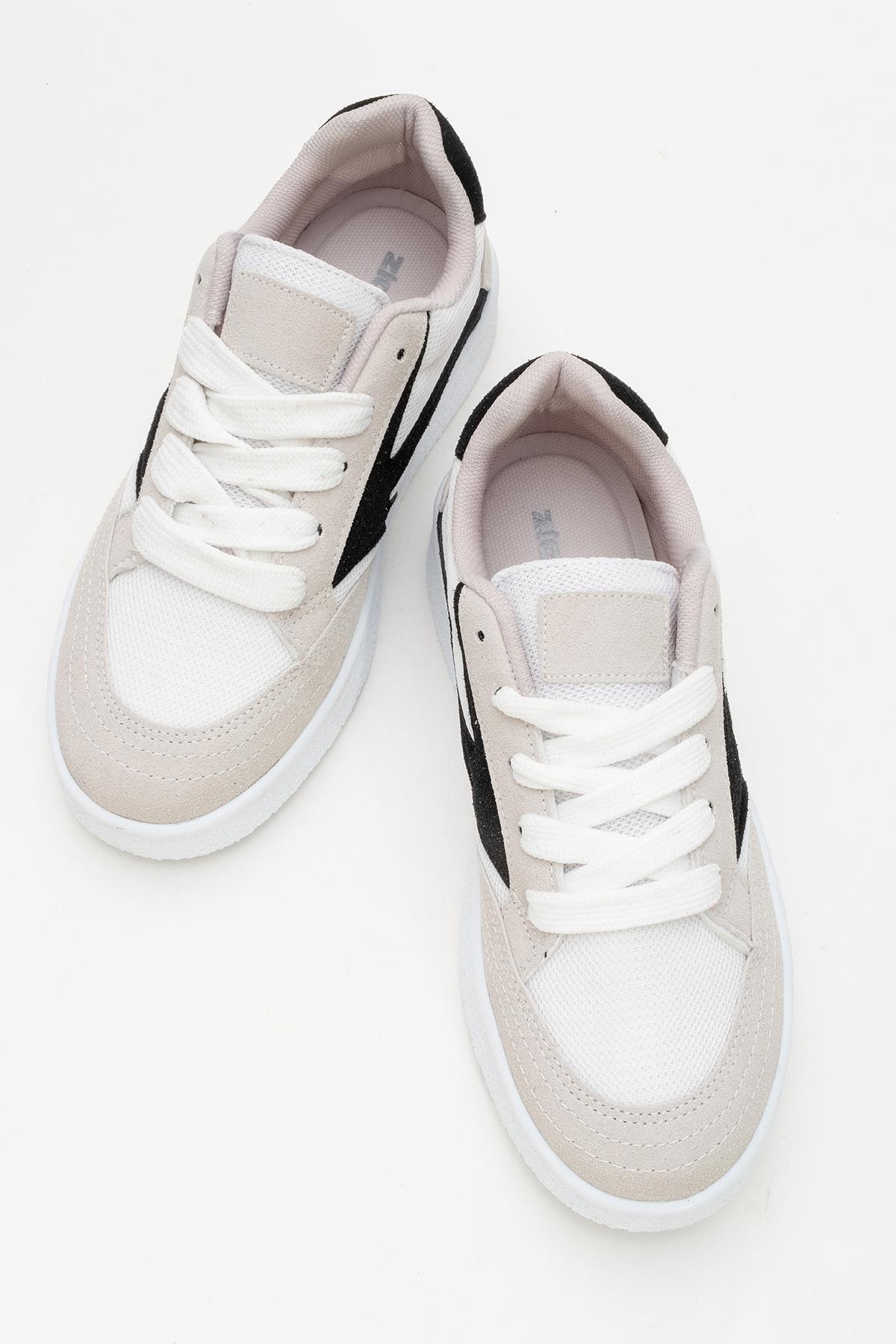 Kadın Anorak Spor Ayakkabı BEYAZ SİYAH - Görsel 6