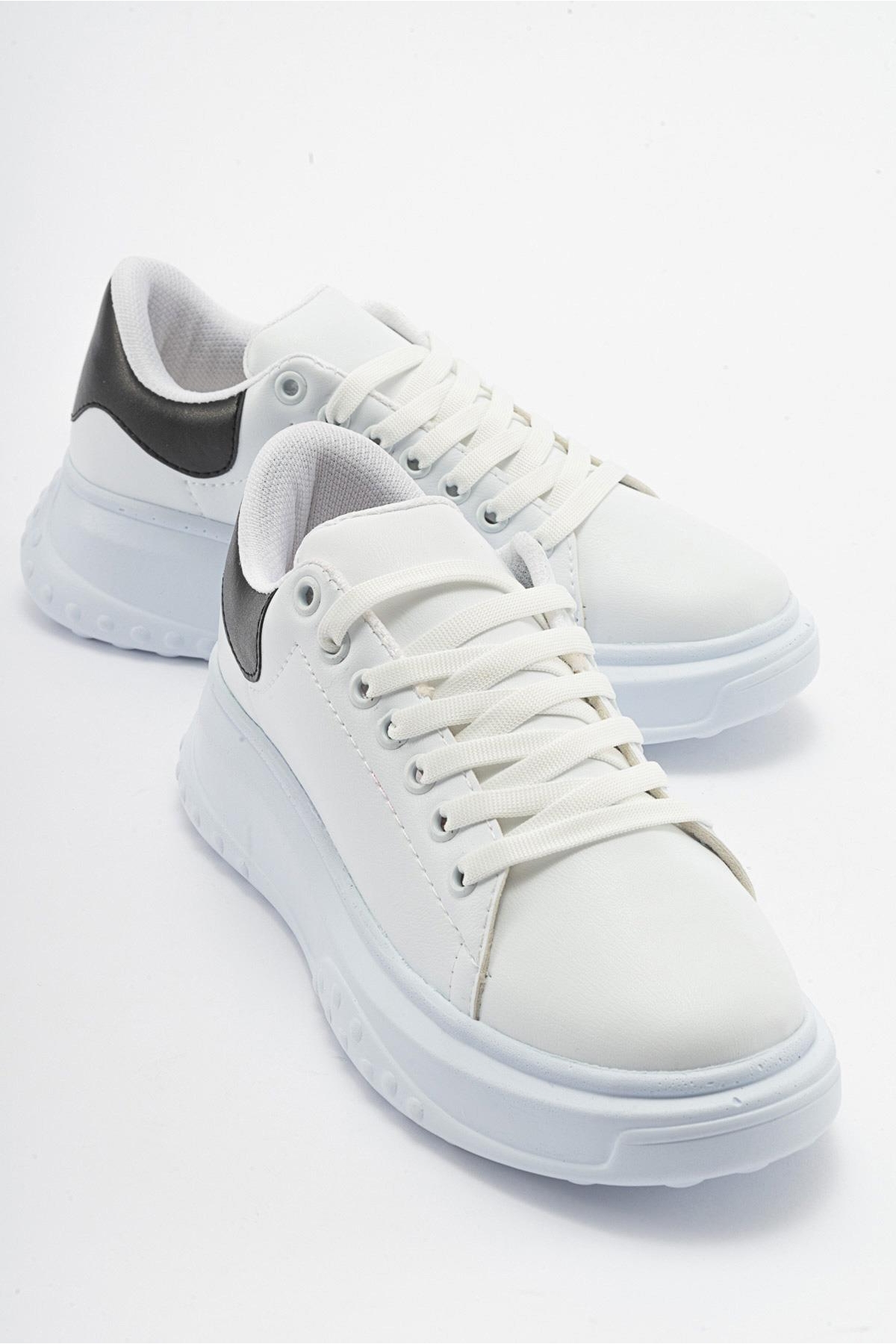Bağcıklı Kadın Spor Ayakkabı BEYAZ SİYAH - Görsel 2
