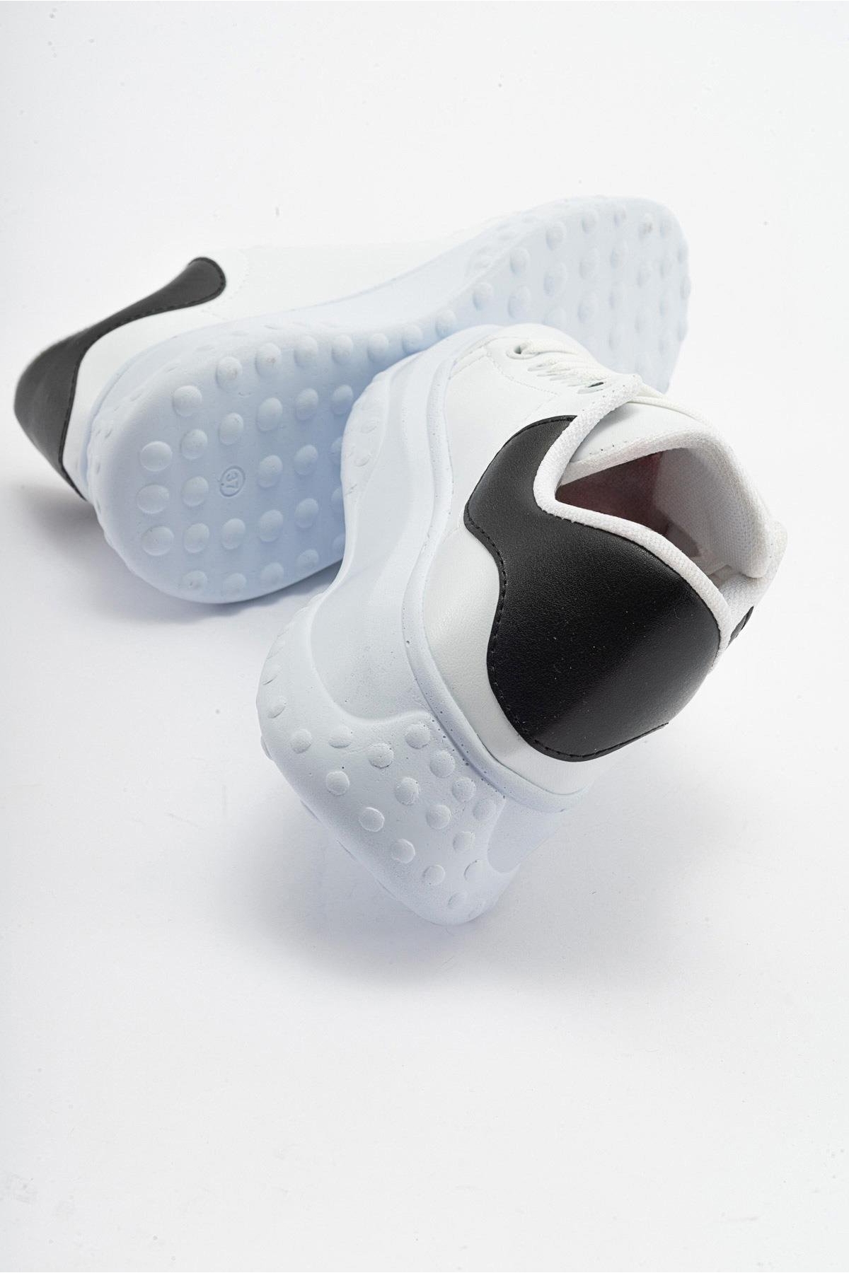 Bağcıklı Kadın Spor Ayakkabı BEYAZ SİYAH - Görsel 5