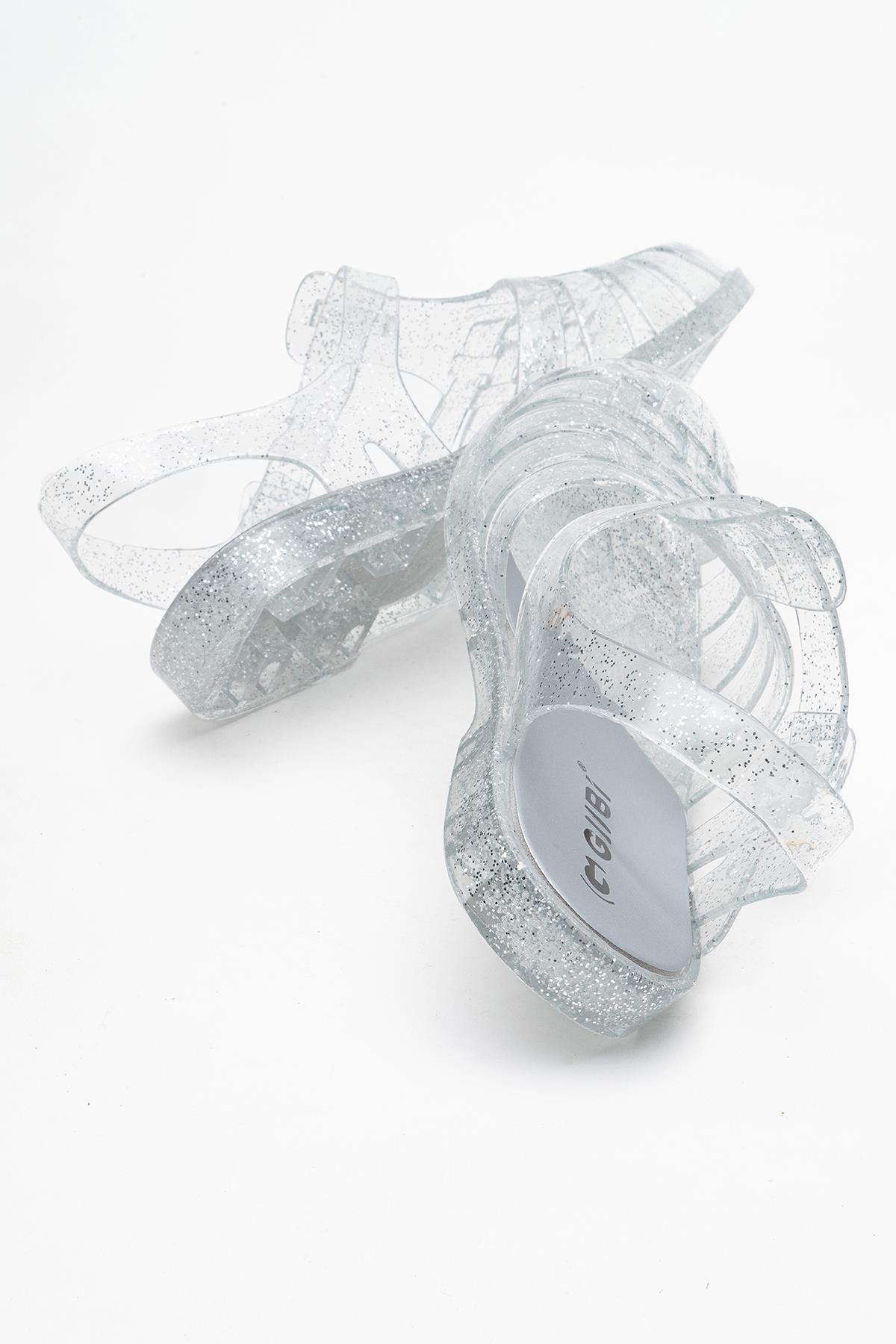 Önü Kapalı Plaj Sandalet GÜMÜŞ SİMLİ - Görsel 5