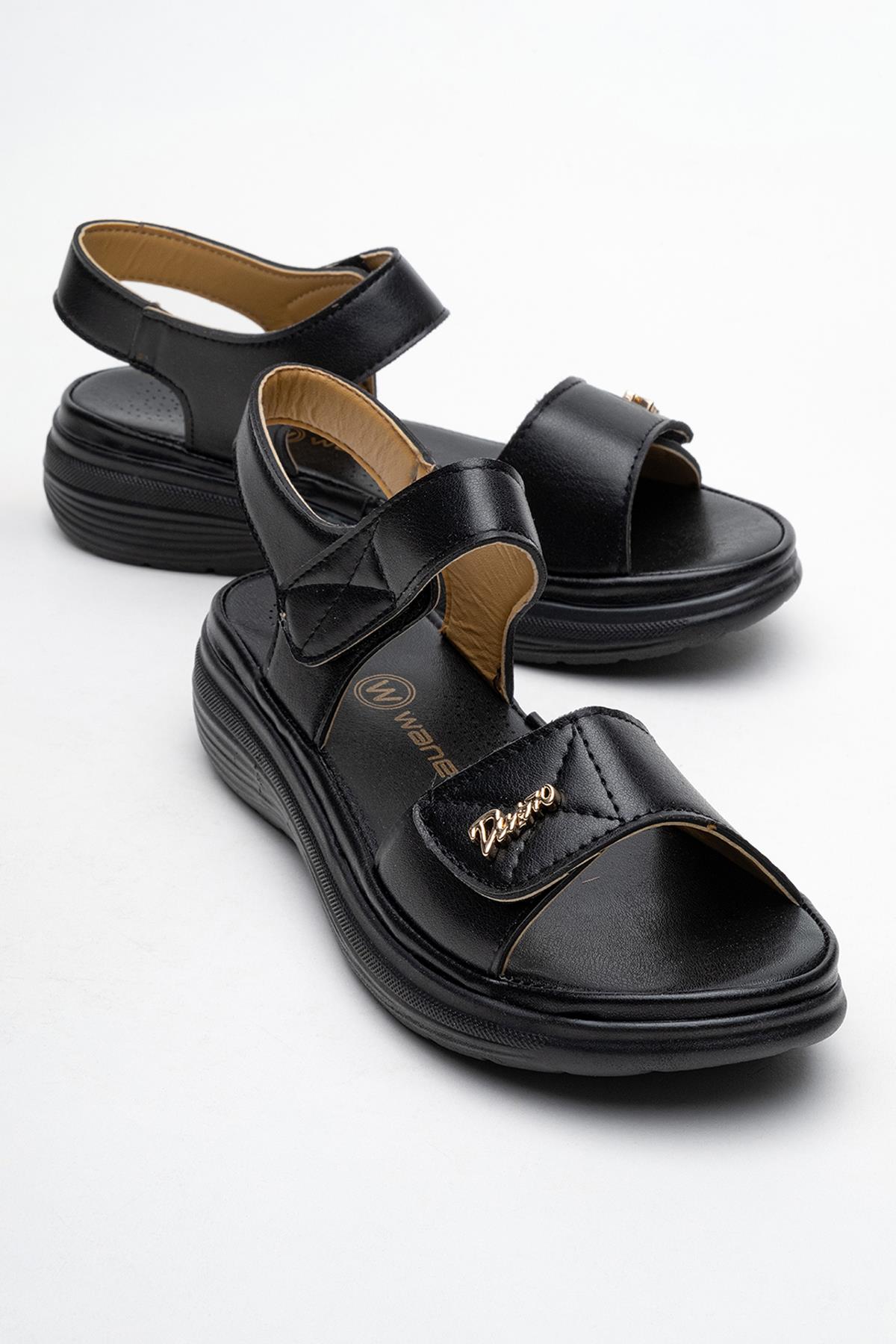 Kadın Çift Cırtlı Sandalet SİYAH - Görsel 2