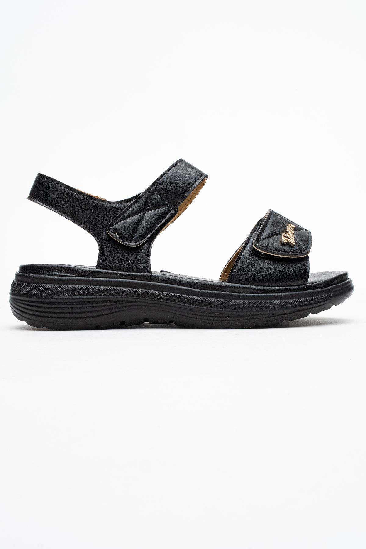 Kadın Çift Cırtlı Sandalet SİYAH - Görsel 3