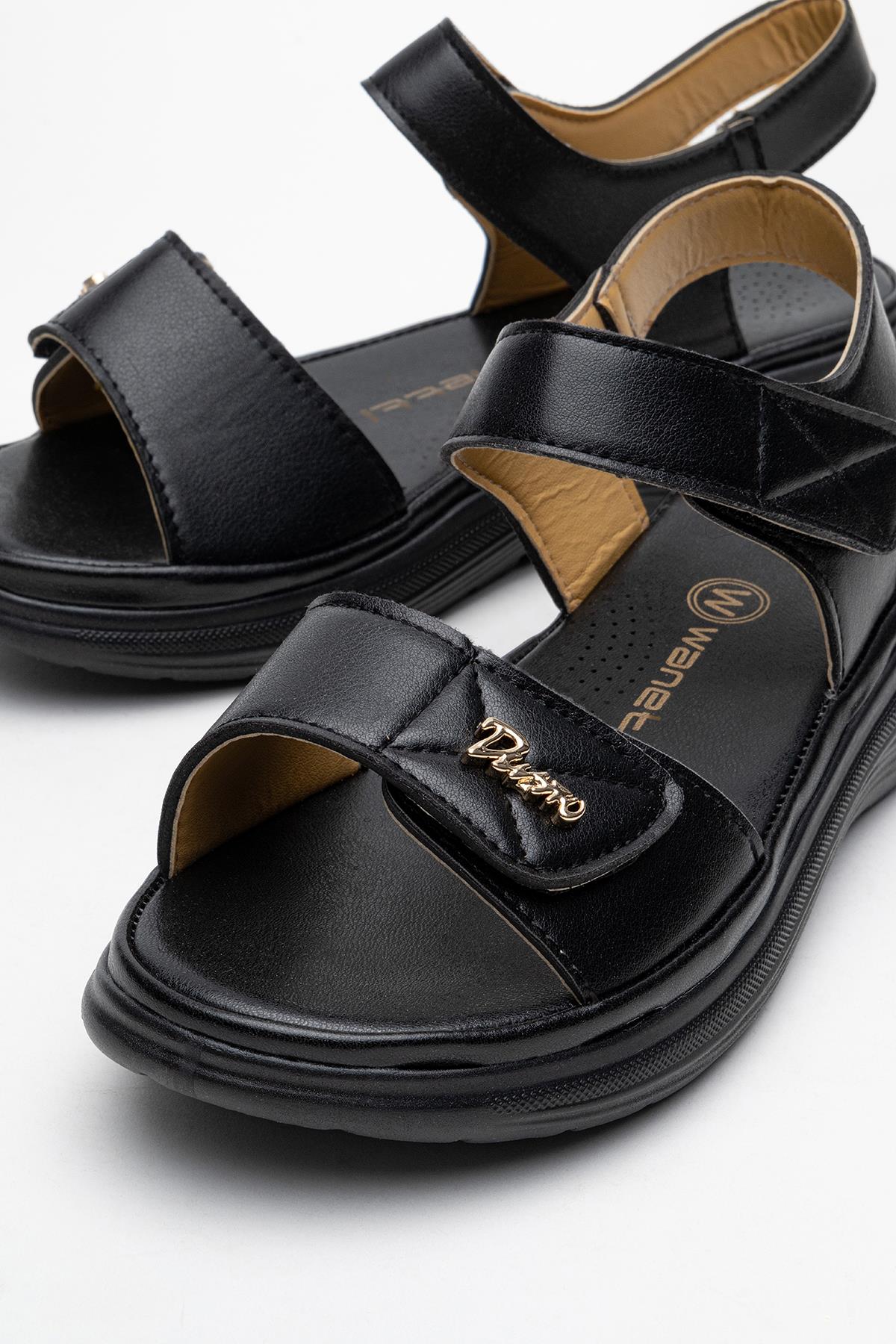 Kadın Çift Cırtlı Sandalet SİYAH - Görsel 5