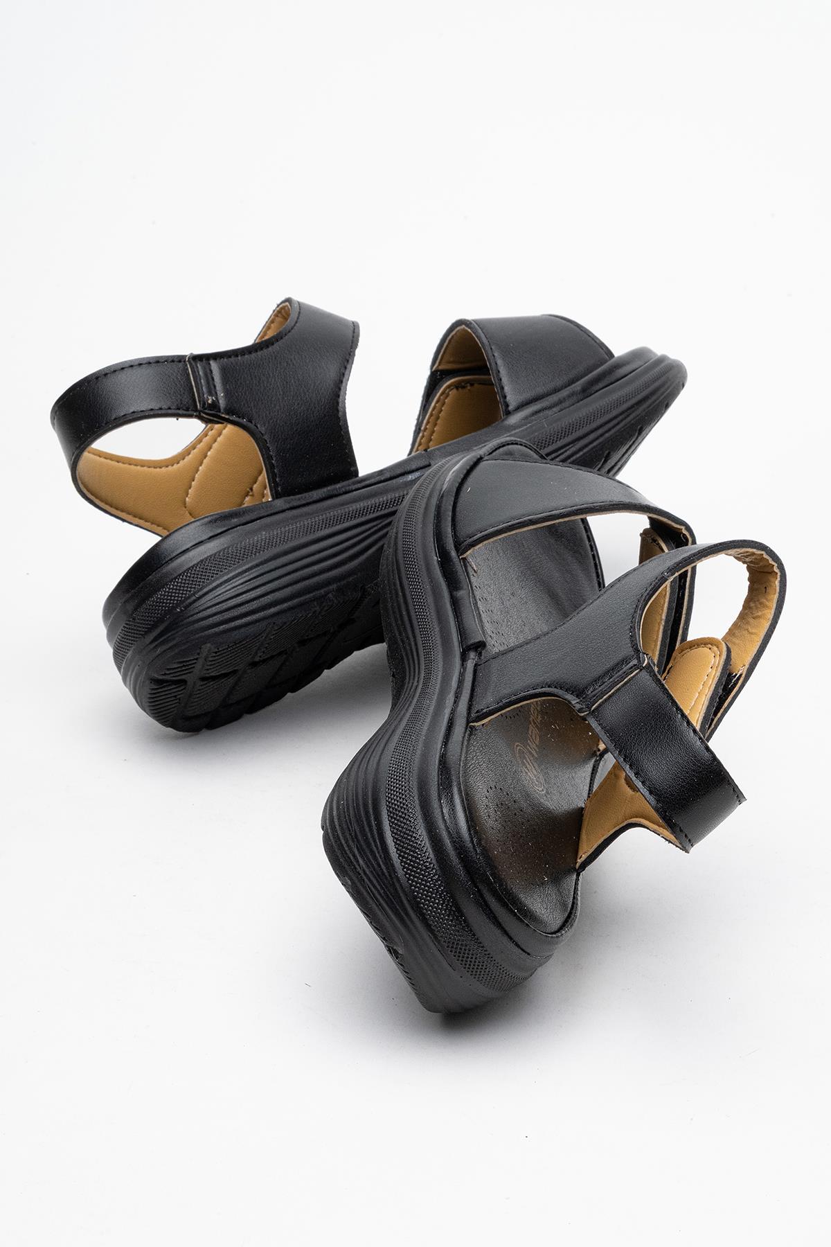 Kadın Çift Cırtlı Sandalet SİYAH - Görsel 6