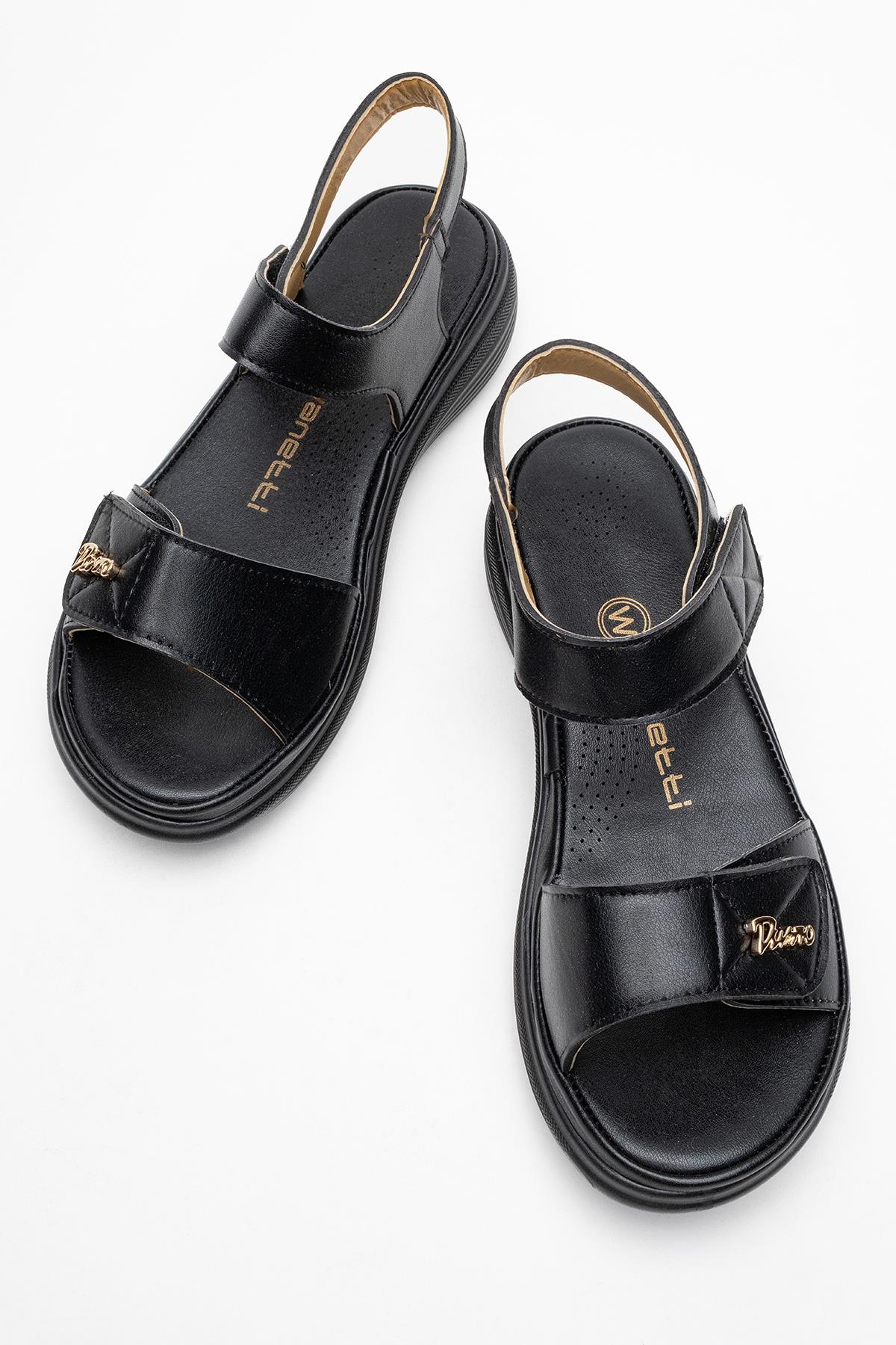 Kadın Çift Cırtlı Sandalet SİYAH - Görsel 8