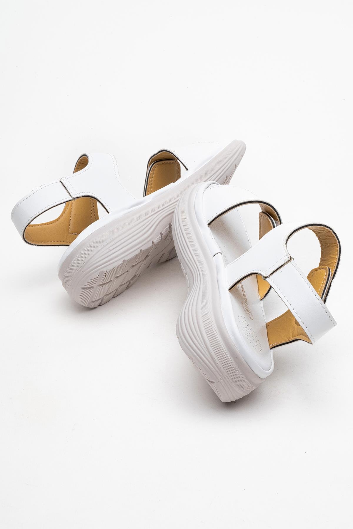 Kadın Çift Cırtlı Sandalet BEYAZ - Görsel 6