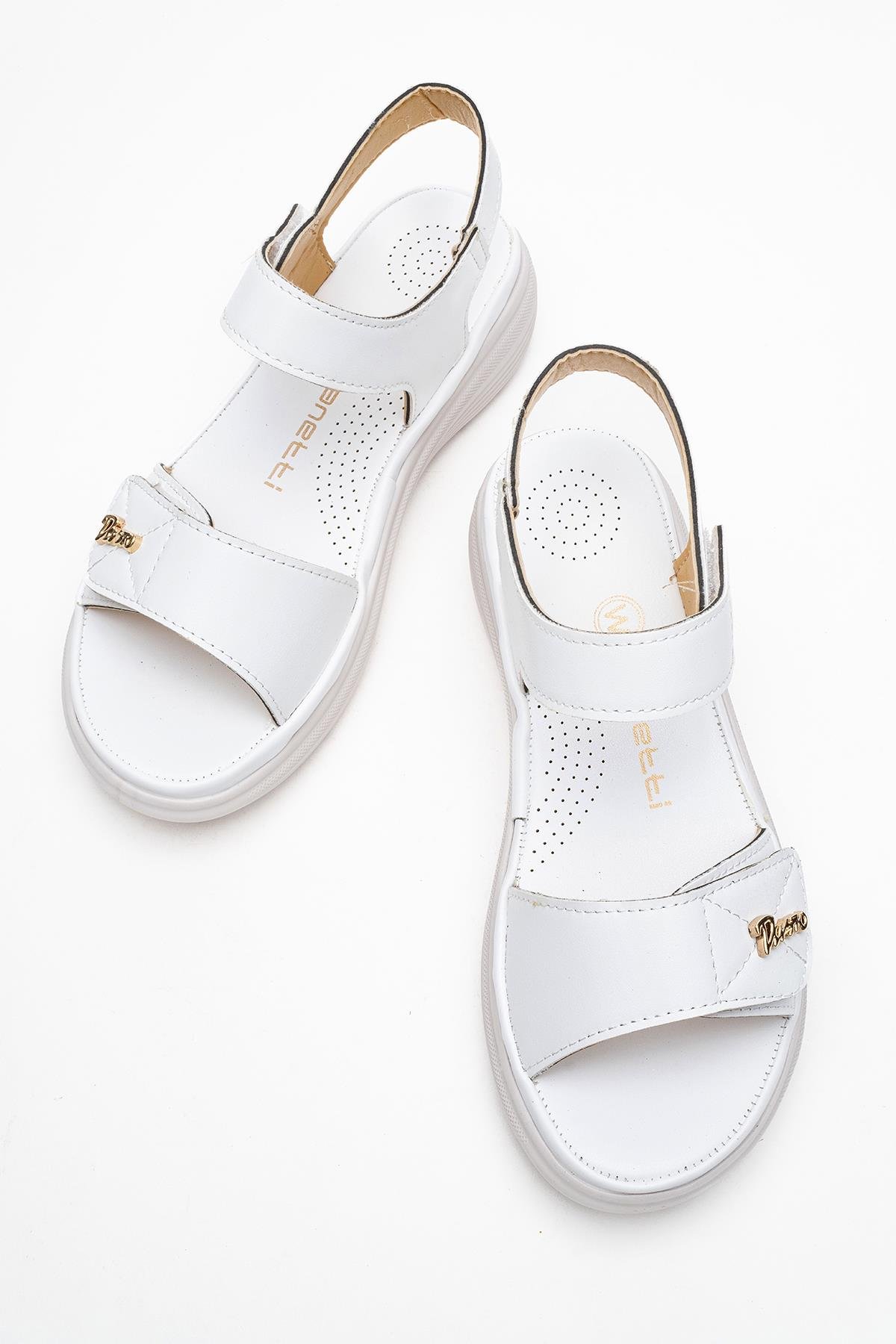 Kadın Çift Cırtlı Sandalet BEYAZ - Görsel 7