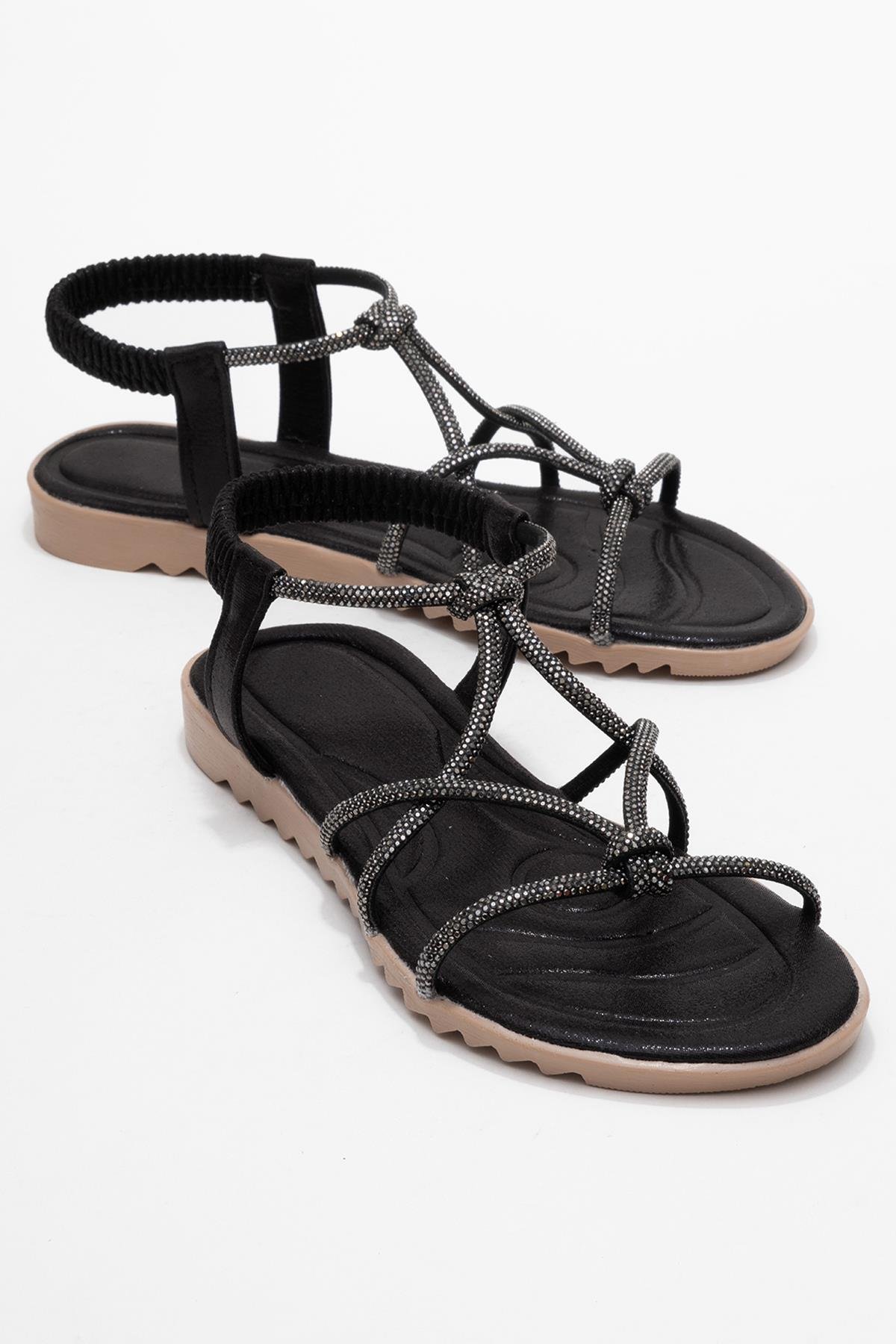 Kadın Çift Boğumlu Taşlı Sandelet SİYAH - Görsel 2