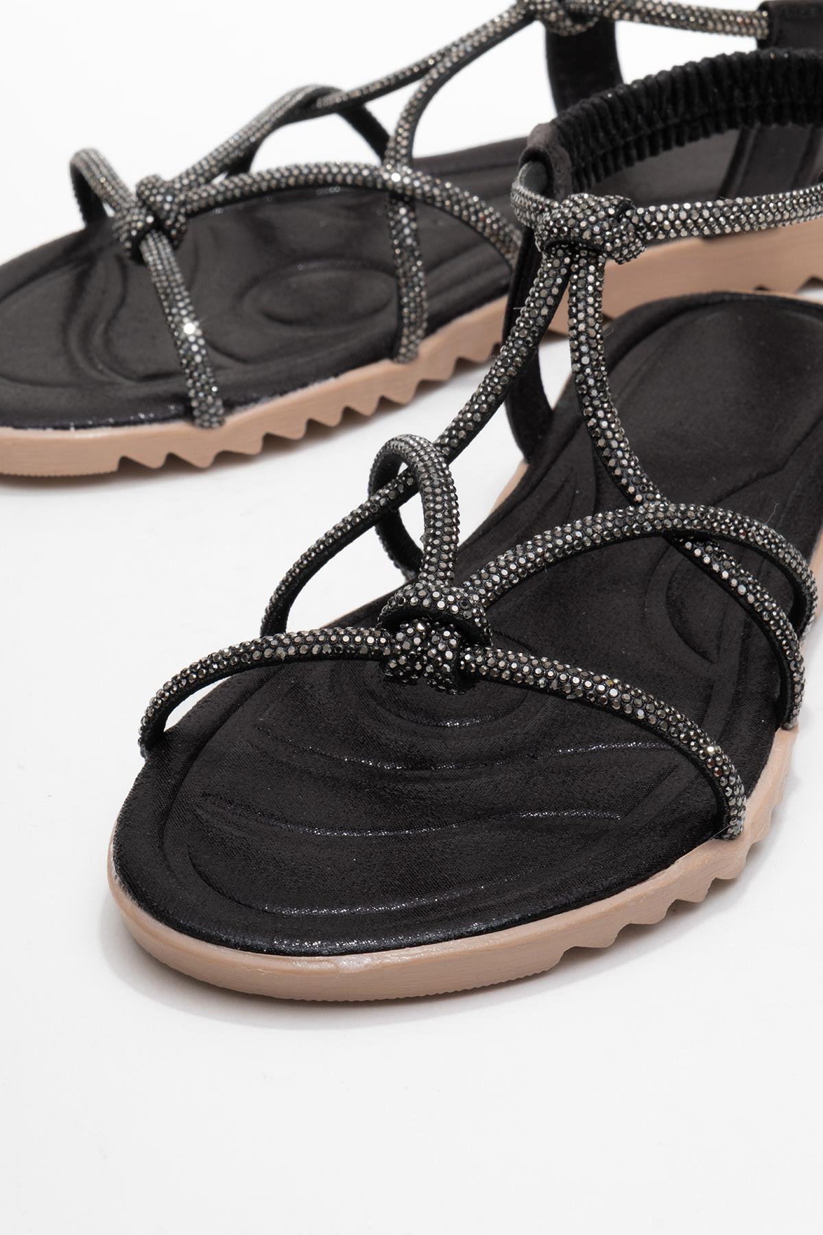 Kadın Çift Boğumlu Taşlı Sandelet SİYAH - Görsel 4