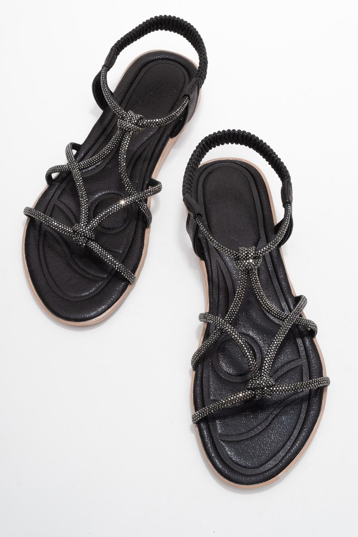 Kadın Çift Boğumlu Taşlı Sandelet SİYAH - Görsel 6