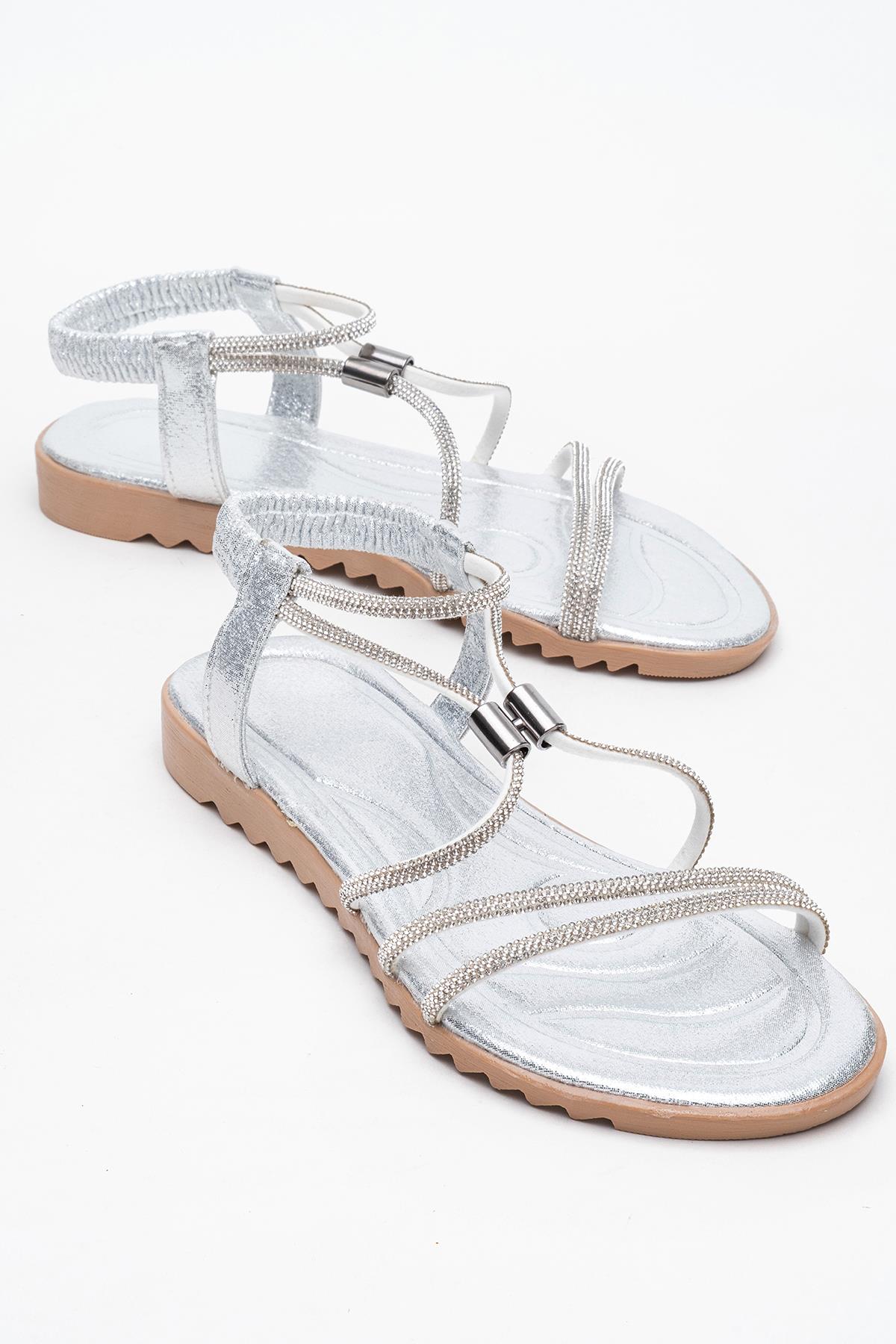 Kadın Aksesuarlı Taşlı Sandelet GÜMÜŞ - Görsel 2