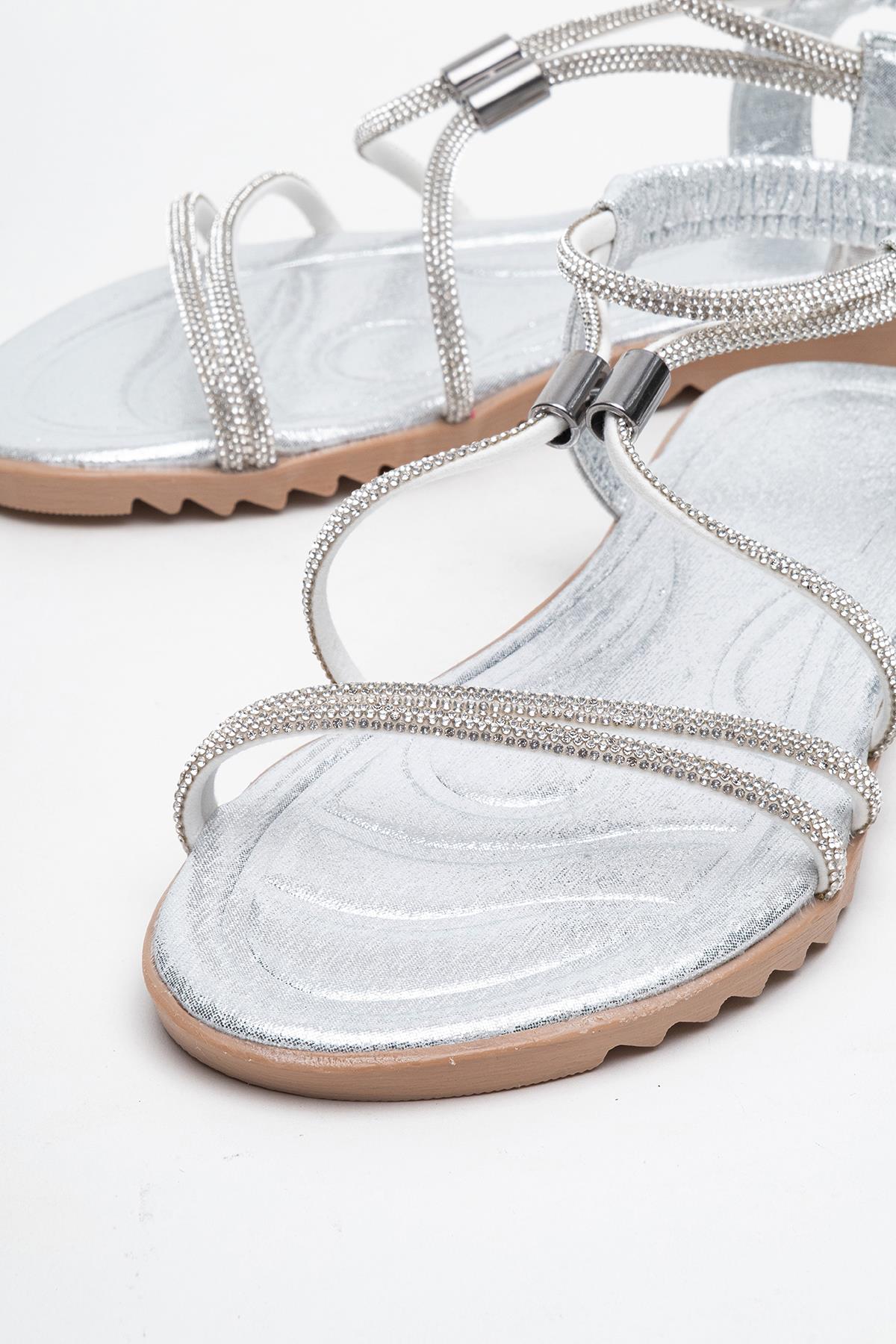 Kadın Aksesuarlı Taşlı Sandelet GÜMÜŞ - Görsel 4