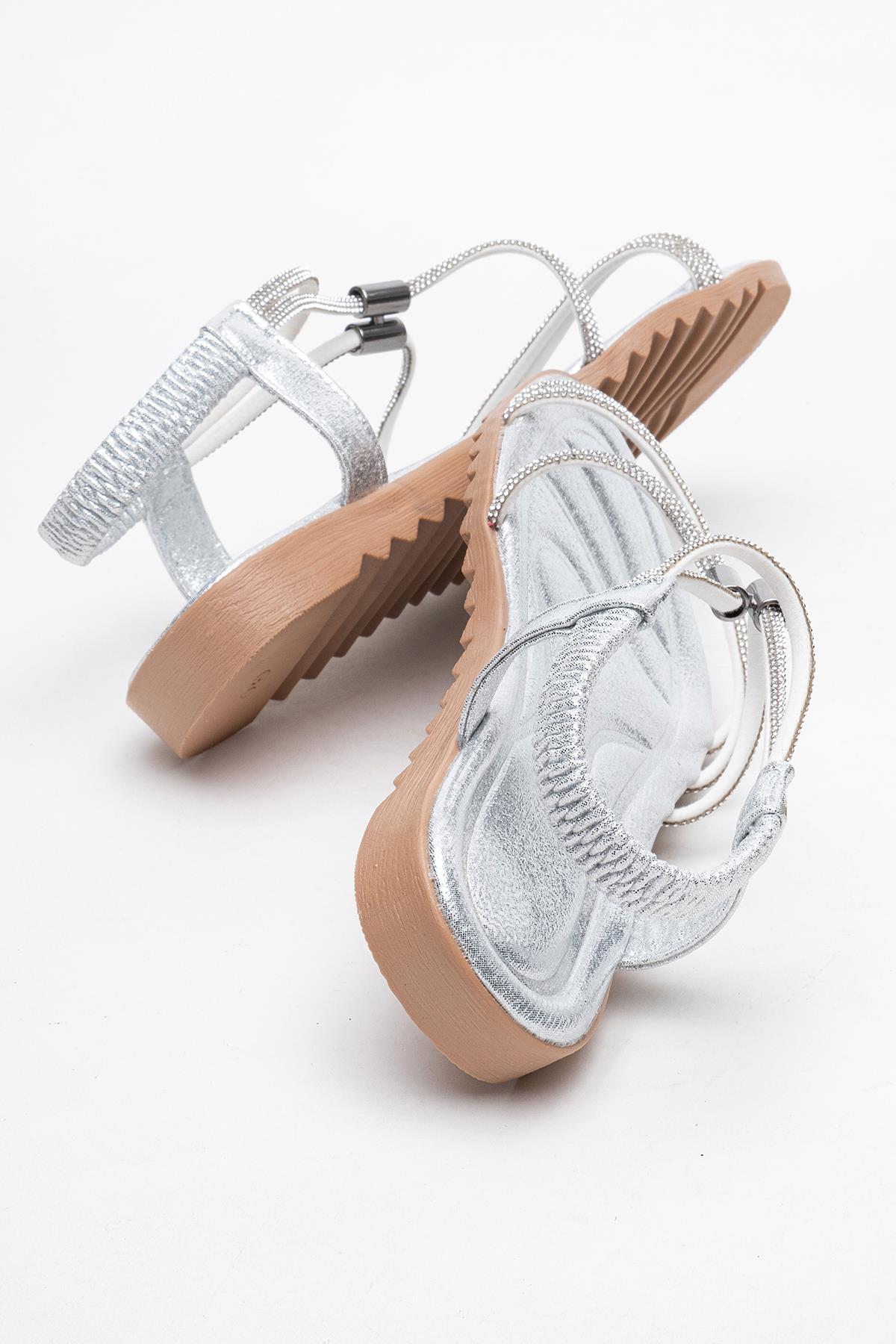 Kadın Aksesuarlı Taşlı Sandelet GÜMÜŞ - Görsel 5