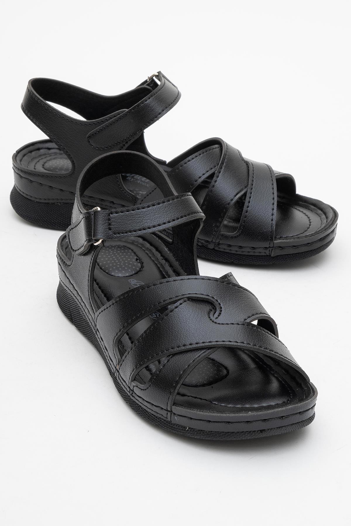 Kadın Cırtlı Sandalet SİYAH - Görsel 2