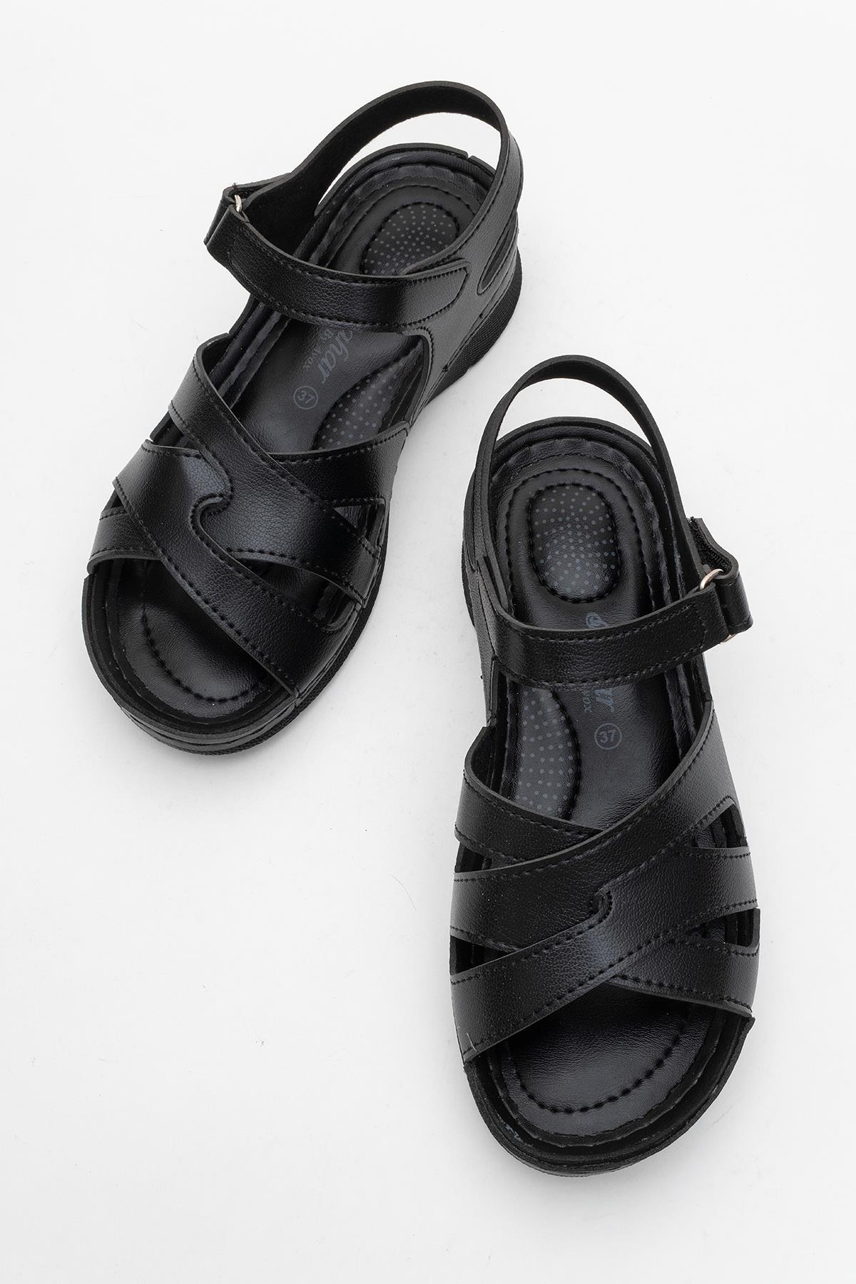 Kadın Cırtlı Sandalet SİYAH - Görsel 6