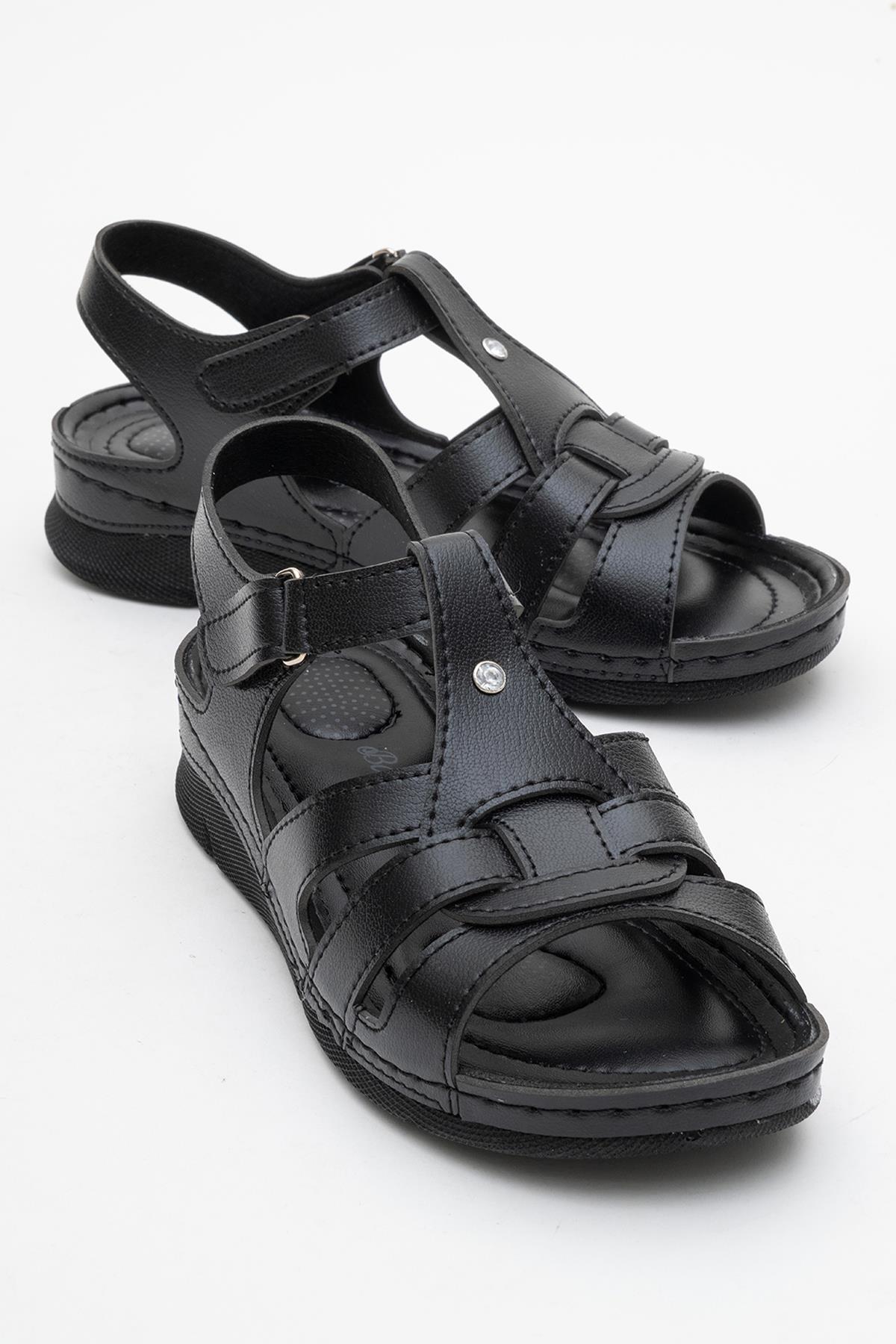 Kadın Cırtlı Sandalet SİYAH - Görsel 2