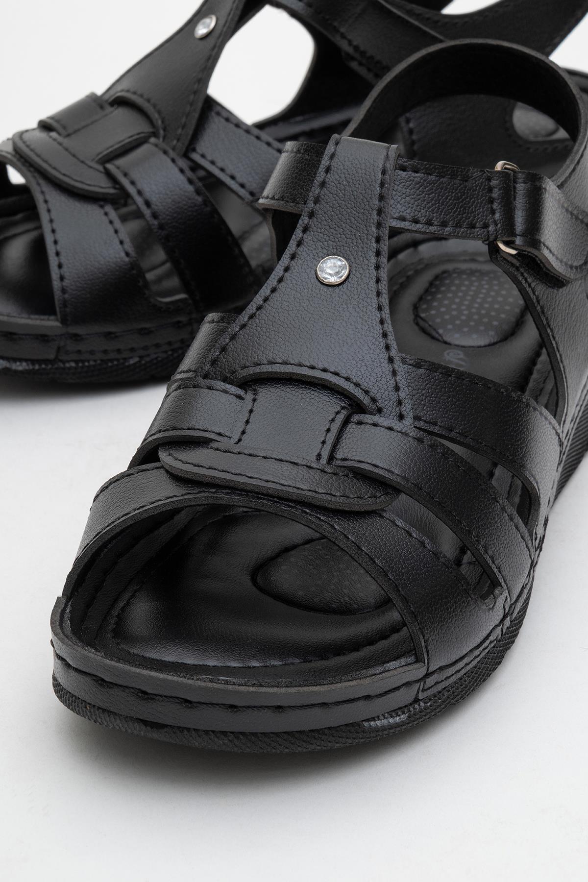 Kadın Cırtlı Sandalet SİYAH - Görsel 4
