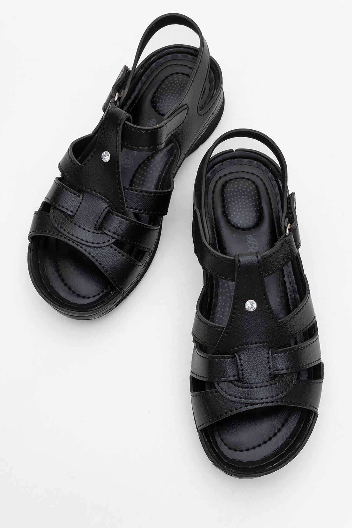 Kadın Cırtlı Sandalet SİYAH - Görsel 6