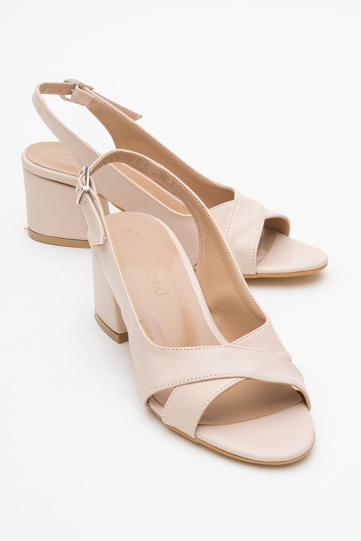 Çapraz Burnu Ve Arkası Açık Kadın Topuklu Sandalet TEN CİLT - Görsel 2