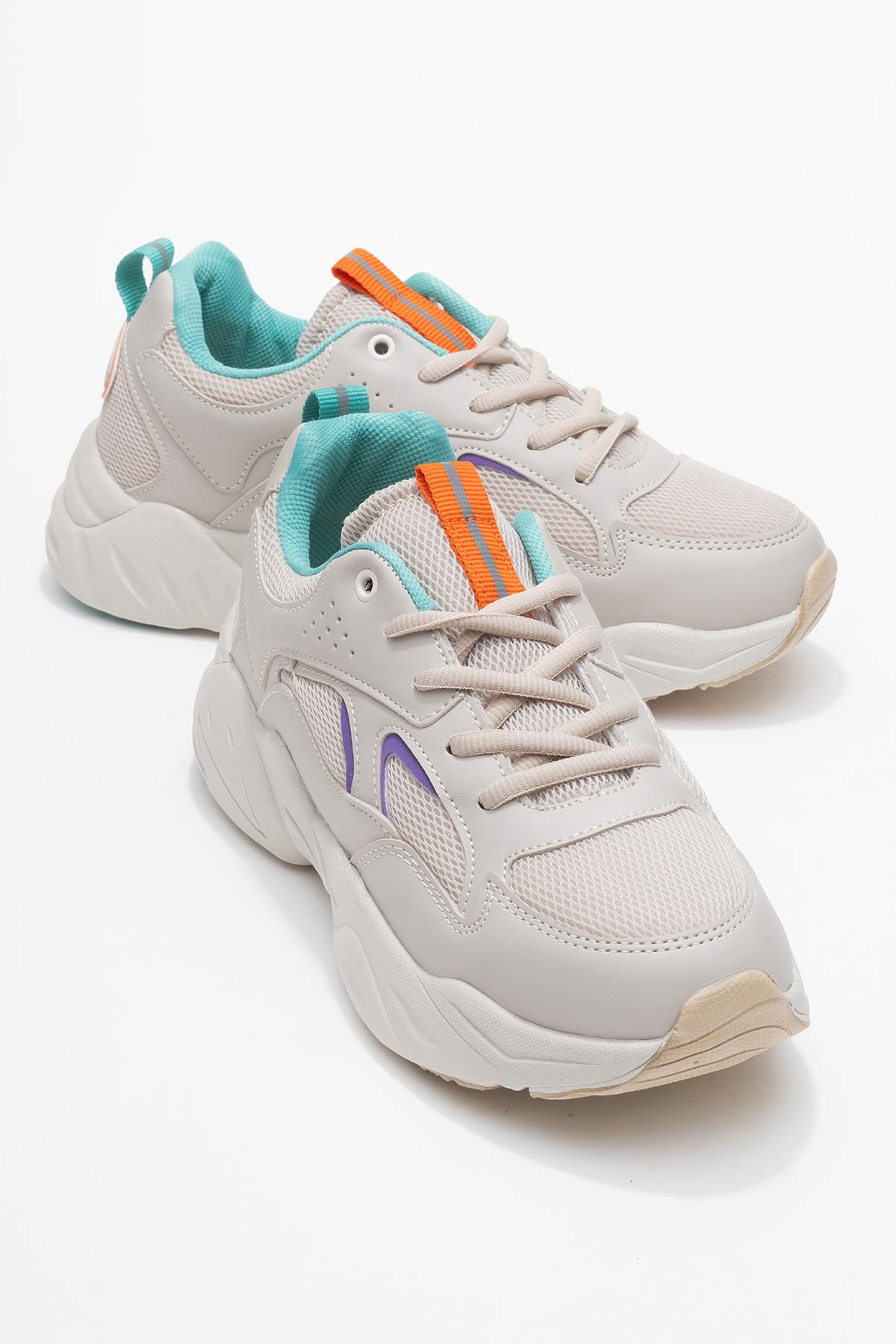 Bağcılklı Kadın Spor Ayakkabı BEJ TURKUAZ - Görsel 2