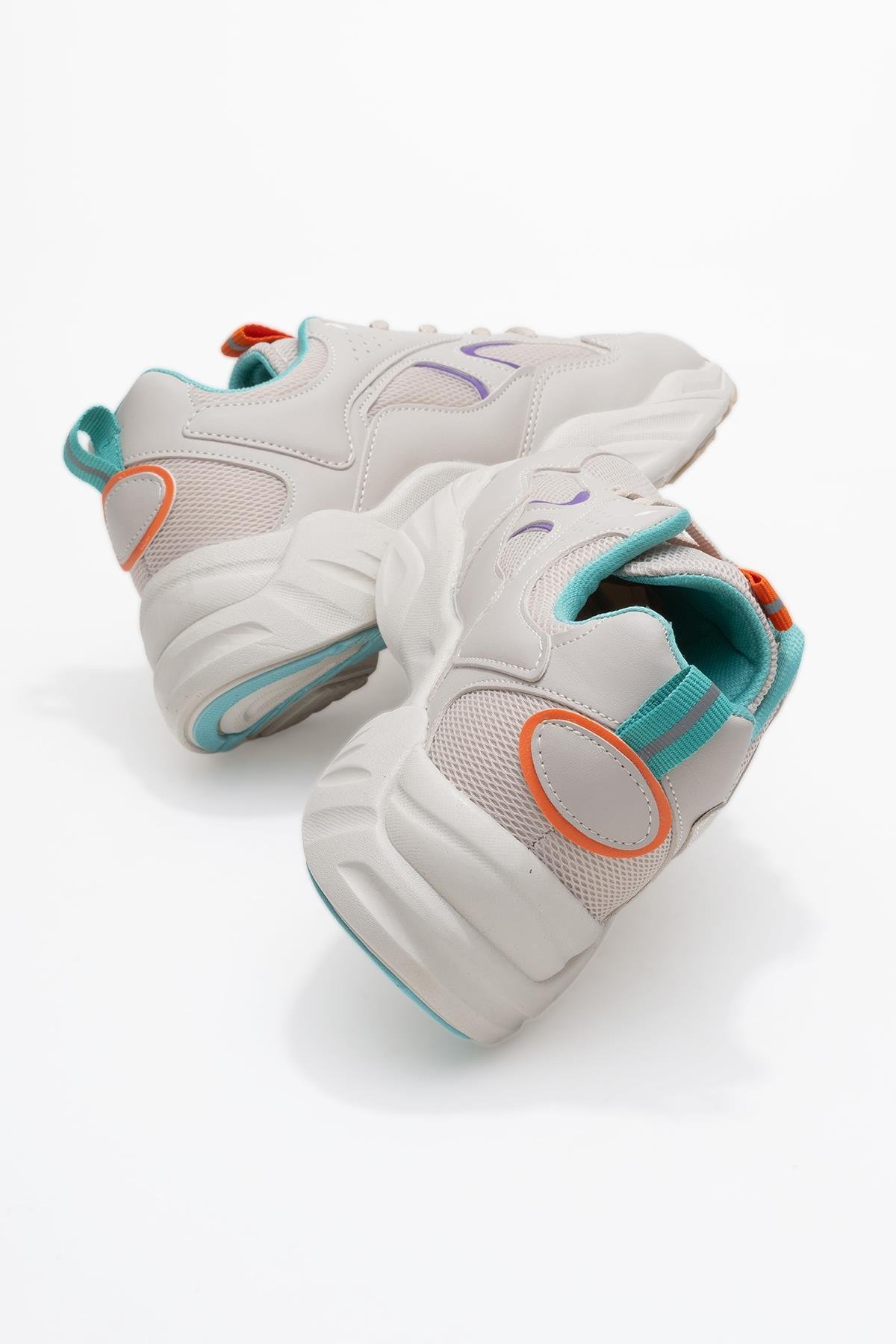 Bağcılklı Kadın Spor Ayakkabı BEJ TURKUAZ - Görsel 6