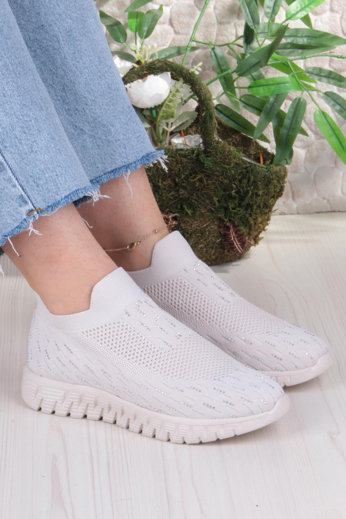 5060 Divamod Hafif Rahat Taş Detaylı Fileli Kadın Ayakkabı - Görsel 2